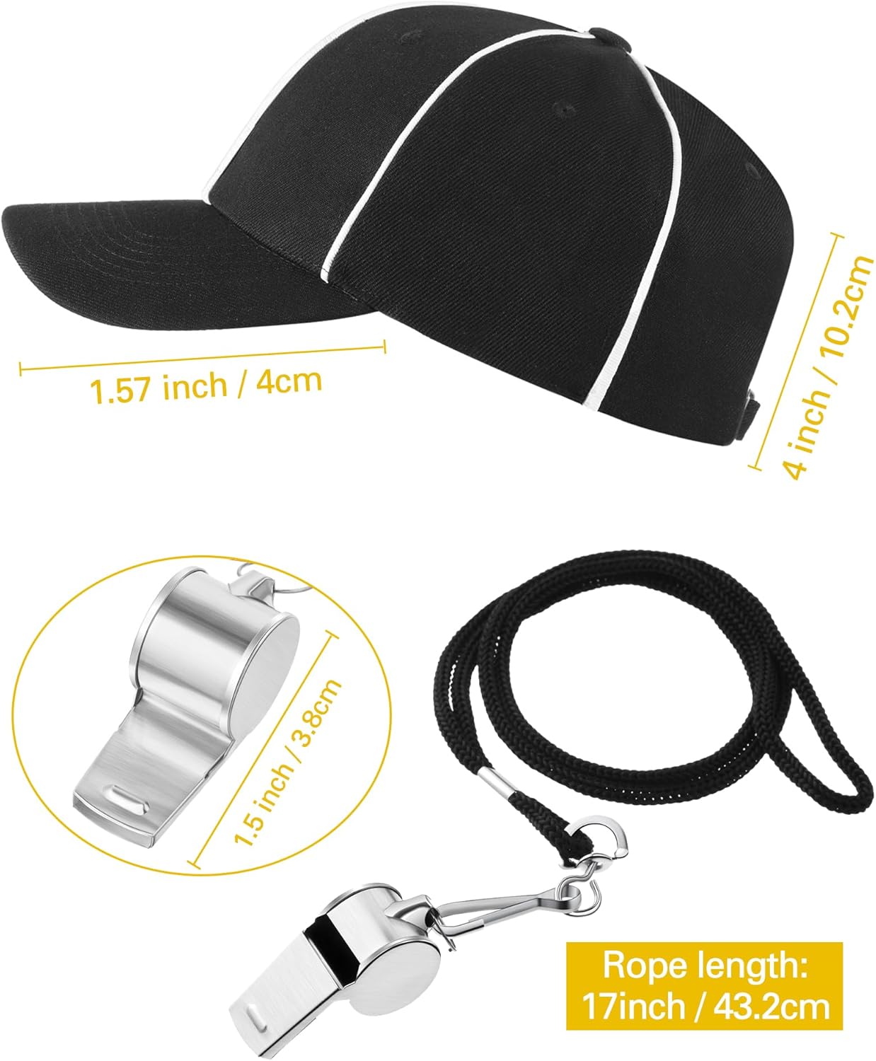 5 Pcs Referee Costume for Women Carnival Ref Uniform with Belt Hat Whistle Yellow Penalty Flags Long Socks - Image 3