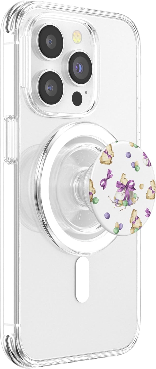 Unique Easter Bunny And Easter Egg Pattern Purple Spring PopSockets MagSafe PopGrip for iPhone