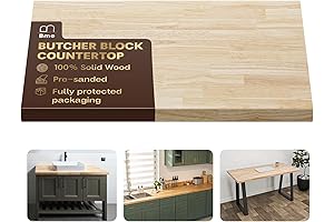 Bme Hevea Solid Wood Butcher Block Countertop For DIY Projects