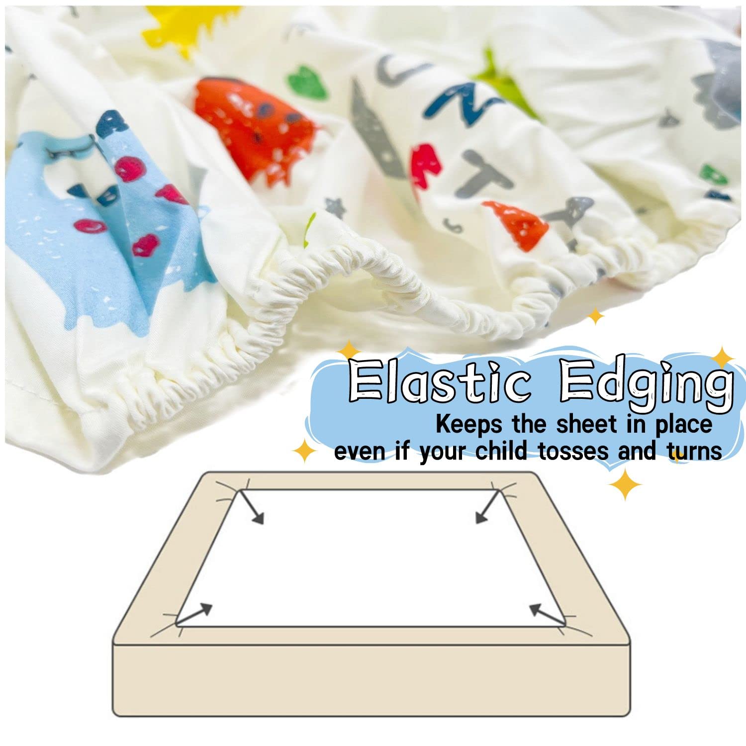 Spannbettlaken & Kopfkissen Dinosaurier - Satin Baumwolle Für Kinderbett