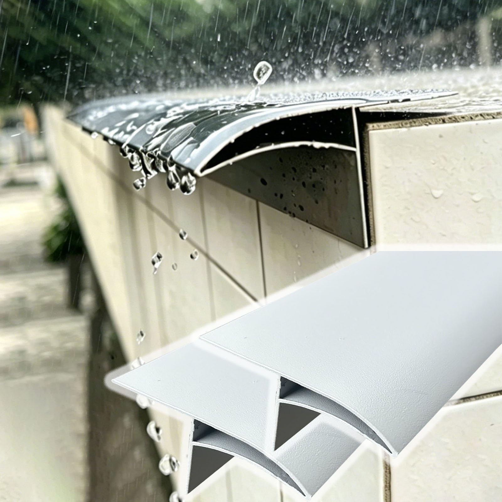 Profilo gocciolatoio 2PCS Profilo becco aquila, canale drenaggio pioggia, scossalina gronda tetto, davanzale finestra, modanatura impermeabile protezione pareti esterne(White,W-3.3cm/1.3″)