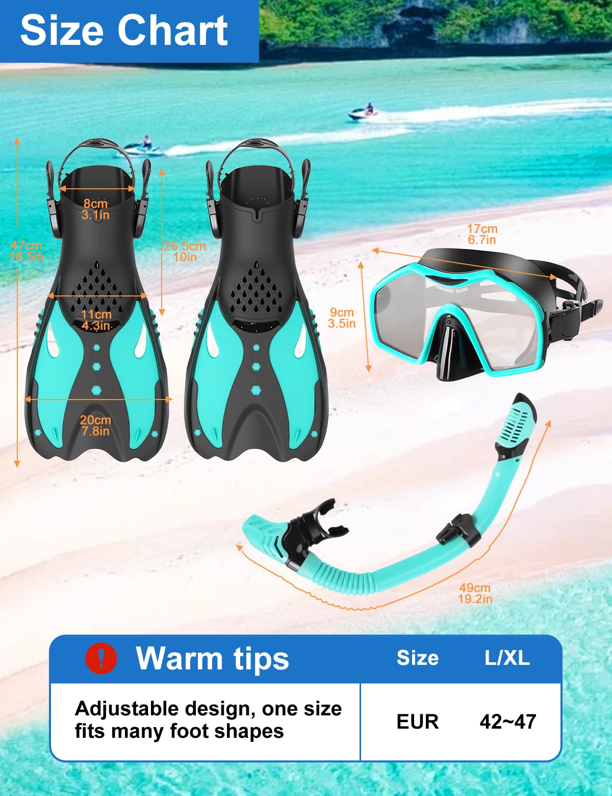 Kit de Plongée pour Adulte avec Masque et Tuba,Palmes Réglables,Bouchons d'oreilles,Masque de Plongée,Kits de Randonnée Aquatique pour Snorkeling Adultes,Aventure sous-Marine