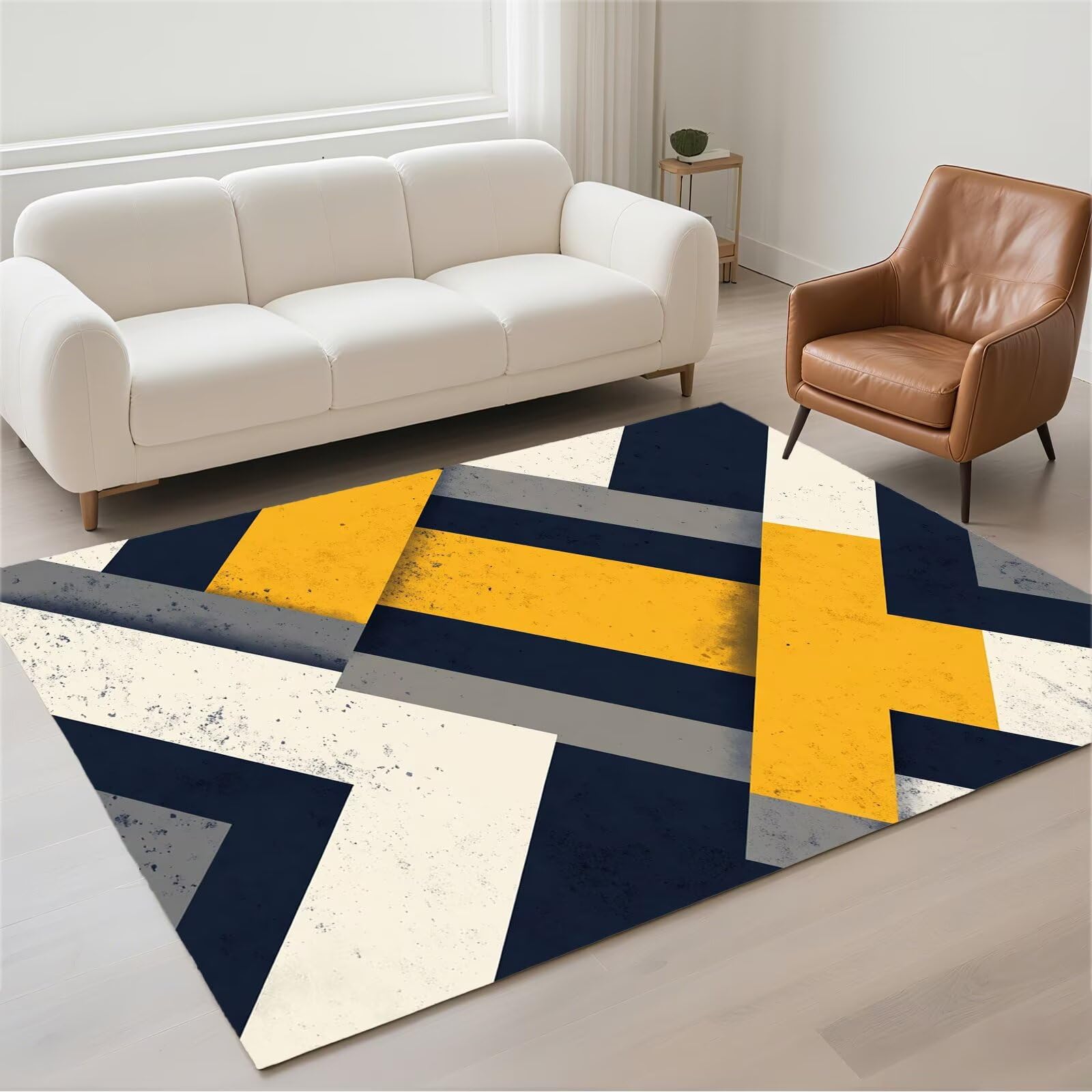 Tapis de salon geometric 160x230 modern lavable et antidérapant grand format