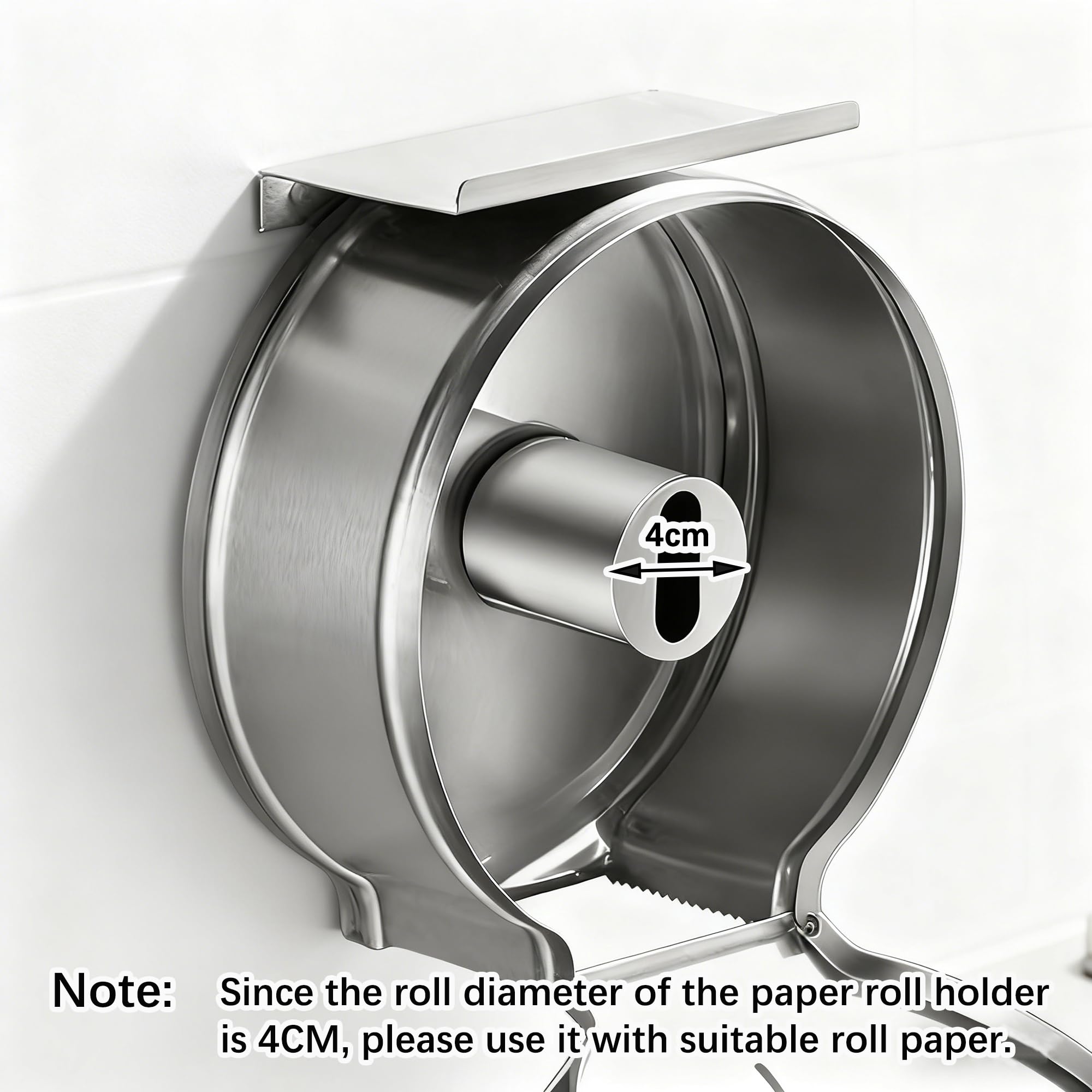NICEME Dispenser carta igienica commerciali, Funzione di blocco, Distributore industriale medio di rotoli, Diametro 255mm Mandrino 40mm, Argento