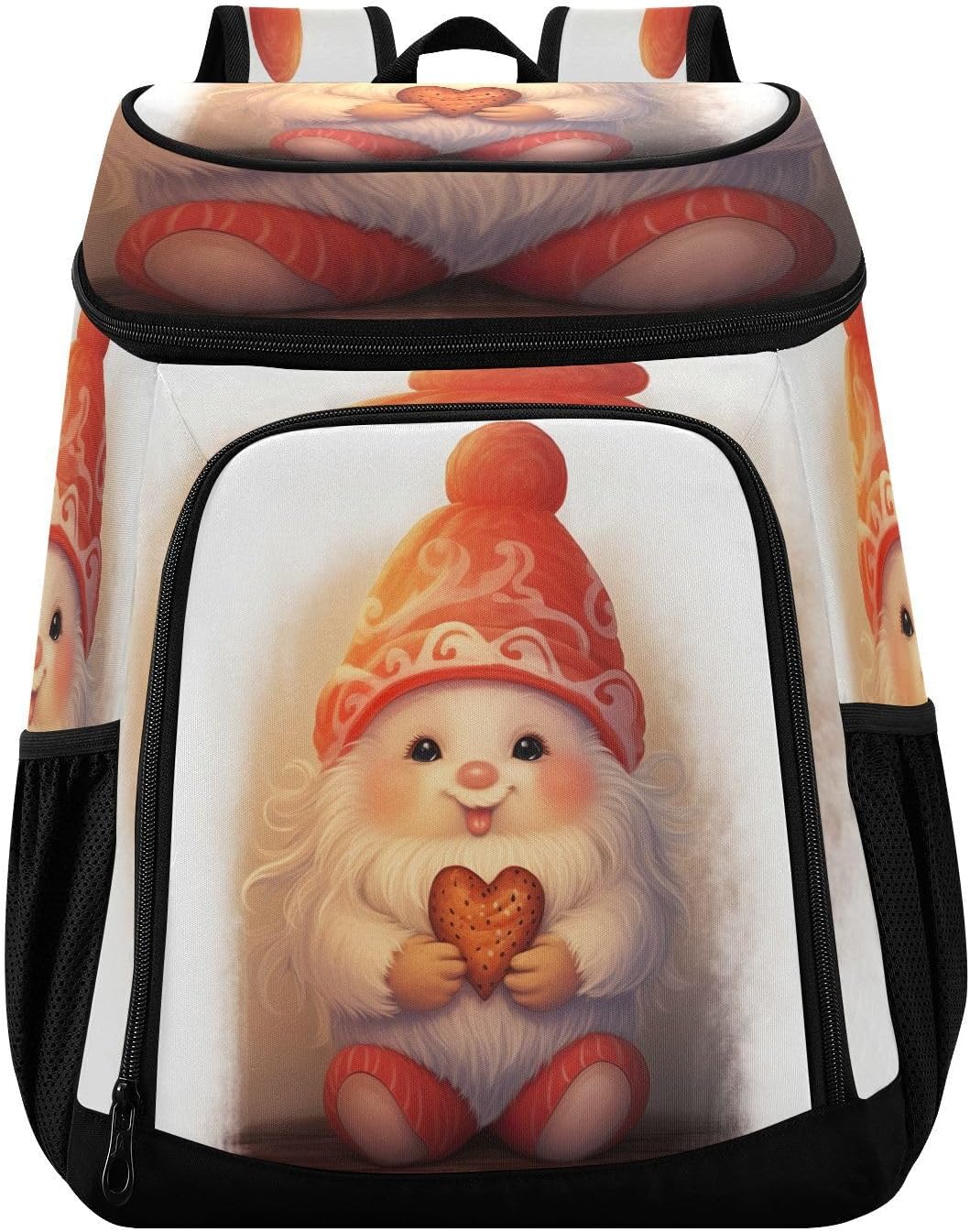 Cute Gnome Holding A Heart Cooler Backpack 36 Cans Leakproof Waterproof Backpack Cooler Bag Beach Accessories Travel Camping Fishing Backpack for Women Men
