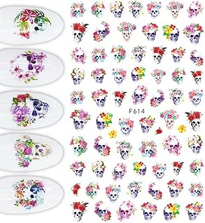 Over 50 Halloween Nail Stickers - Skull - Day of The Dead Flower - Nail Decal Punk Gothic Rockabilly Nail Wrap Decals Sticker Nail Art - Great for Halloween!