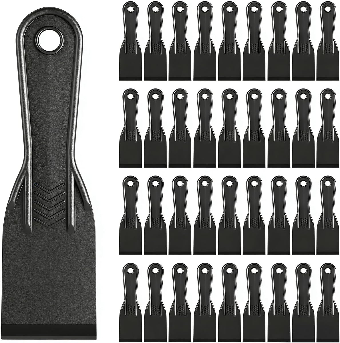 40 piezas de espátula de masilla de plástico de 2 ", raspador de espátula flexible de plástico negro, herramienta de raspador de pintura flexible para masilla, reparación de paredes, pegar yeso, quitar papel tapiz, aplicar barro