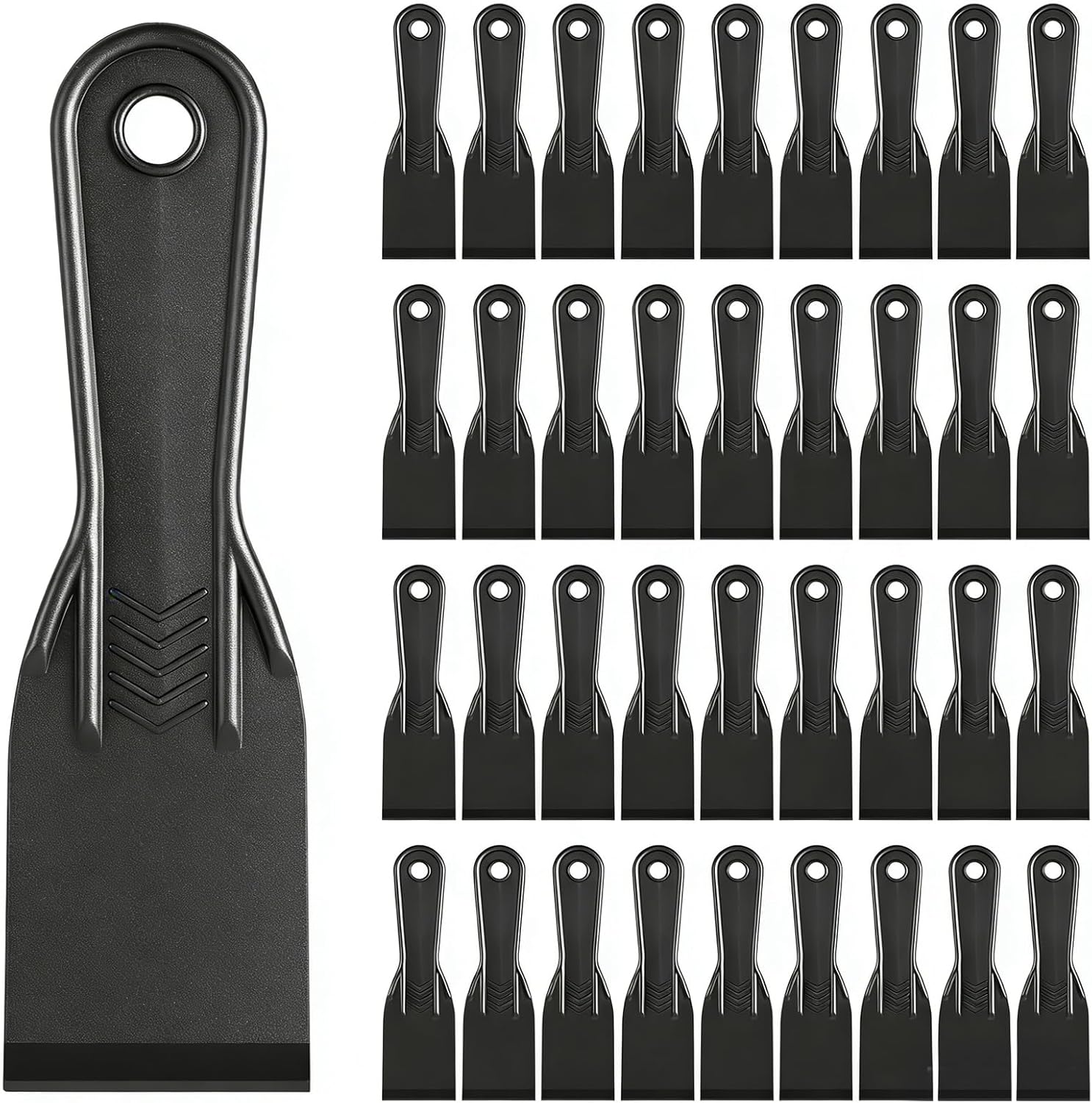 40 Pcs Plastic Putty Knife 2" Black Flexible Putty Knife Scraper Plastic Flexible Paint Scraper Tool for Spackling Repairing Walls Pasting Plaster Removing Wallpaper Applying Mud