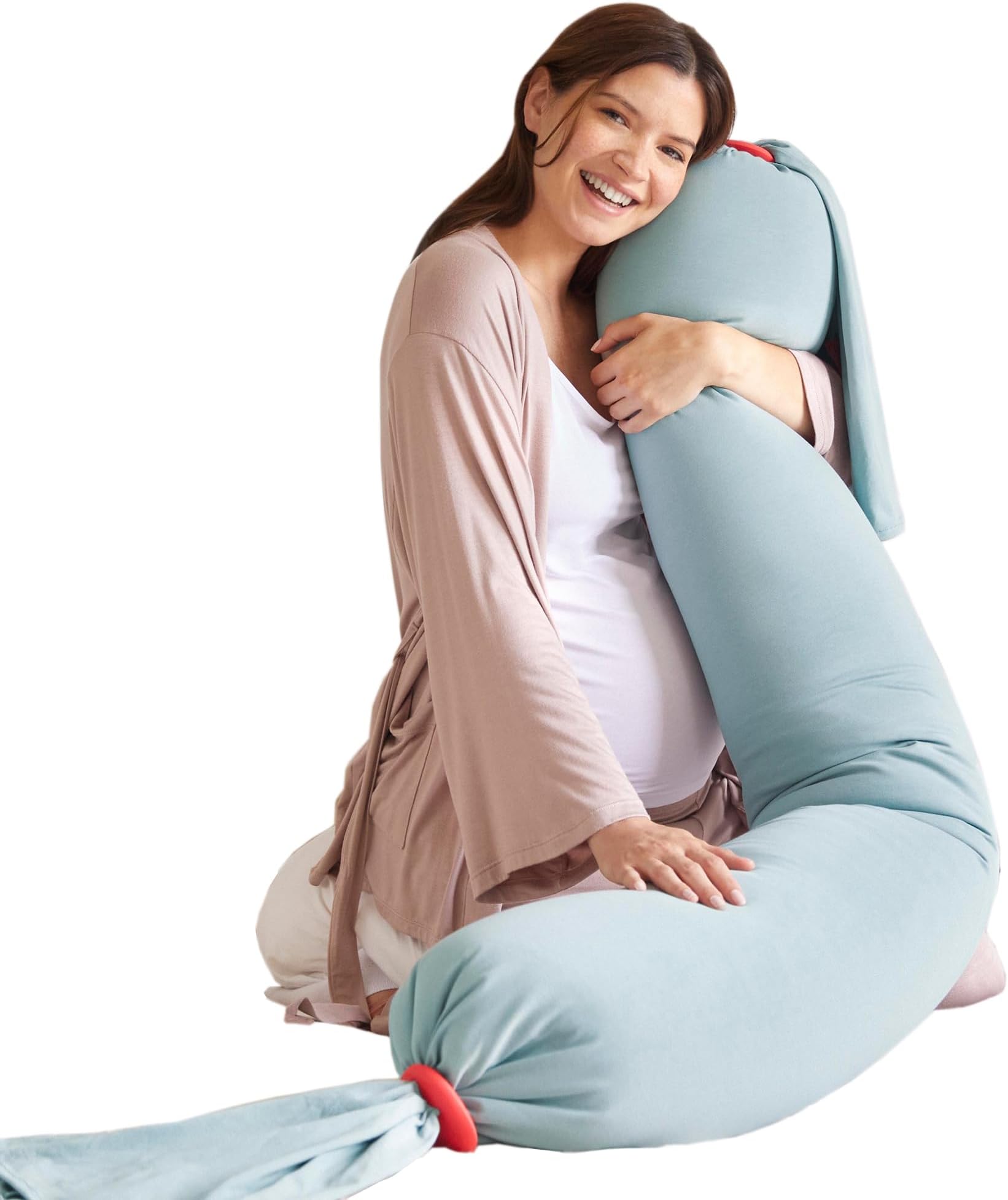 bbhugme Adjustable Pregnancy Pillow – Full Body Support for Side Sleeping - Adjustable Firmness and Shape - Supports Back, Legs, Belly, HIPS for Pregnant Women - Removable Cover - Eucalyptus