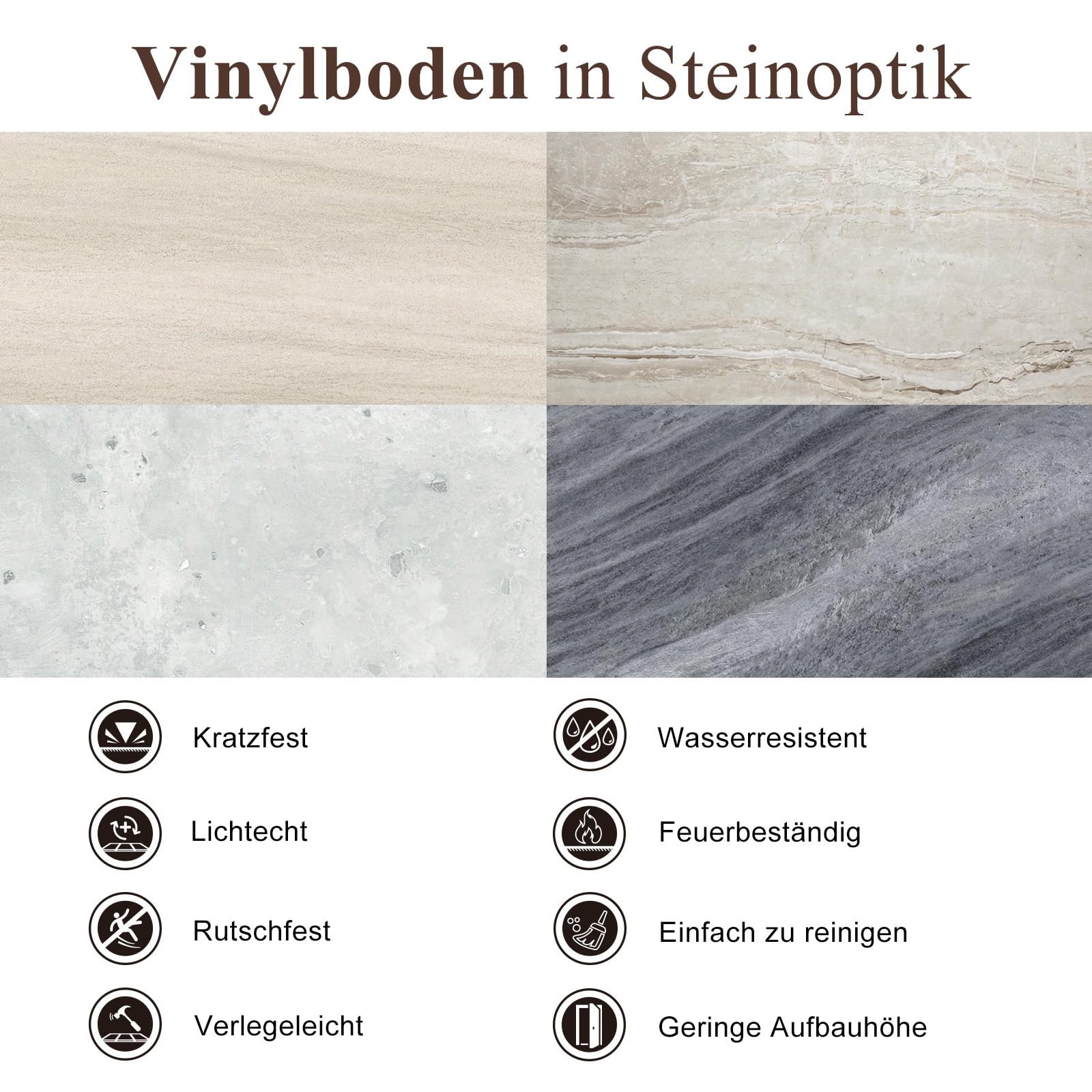 Mysflosy PVC Bodenbelag, Vinylboden selbstklebend wasserdicht, 61.0CM x 30.5CM DIY selbstklebende Fliesen für Küche, Badezimmer und Schlafzimmer, 12 Stück, Abdeckung 2,23 m²