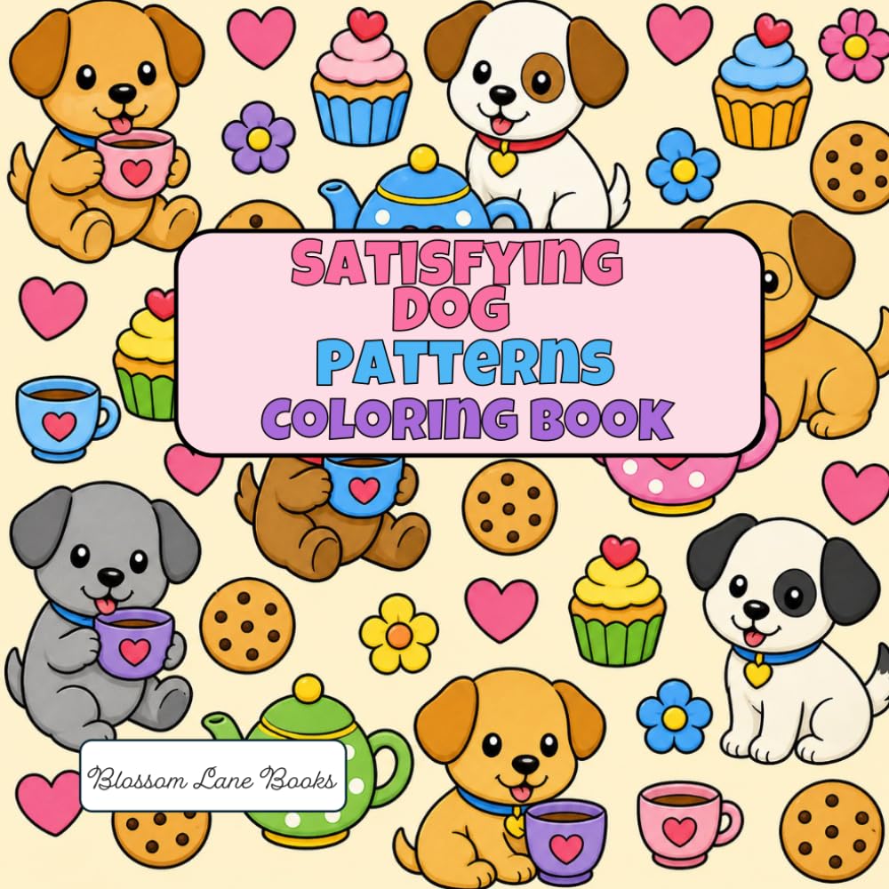 Satisfying Dog Patterns Coloring Book: Bold and Easy Repeating Dog Designs for Relaxation, Stress Relief, and Cozy Coloring Moments