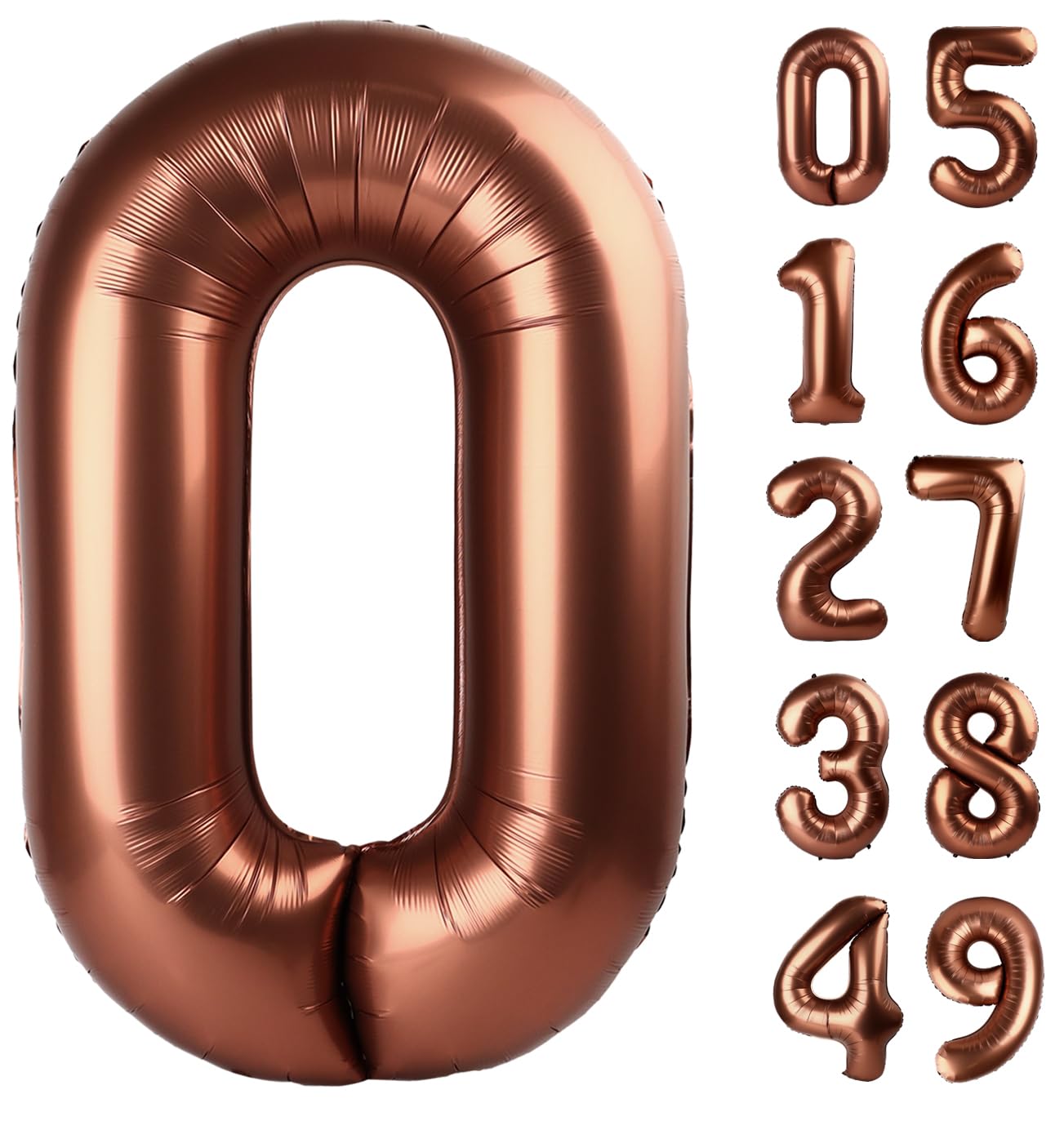 Dark Brown Helium Number Balloon 40 Inch, Giant Foil Coffee Brown Number 0 Birthday Balloons, Large Numbers 10 20 30 40 50 60 70 80 90 100 2025, Party