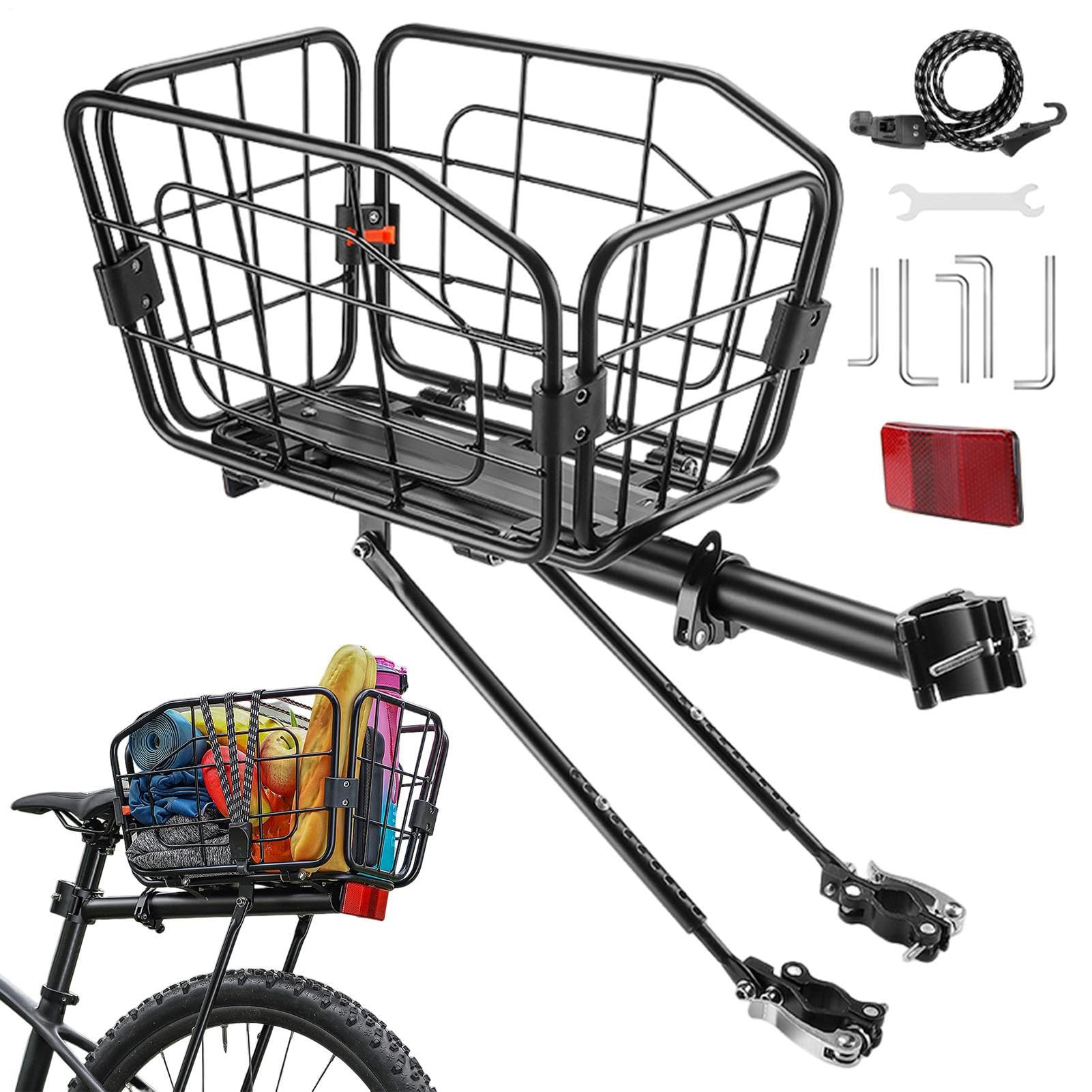 Cestino posteriore per bicicletta – lega di alluminio 20 litri | portapacchi per bicicletta in tubo d'acciaio | per viaggi in città, gite turistiche, pendolari, palestra, viaggi commerciali,