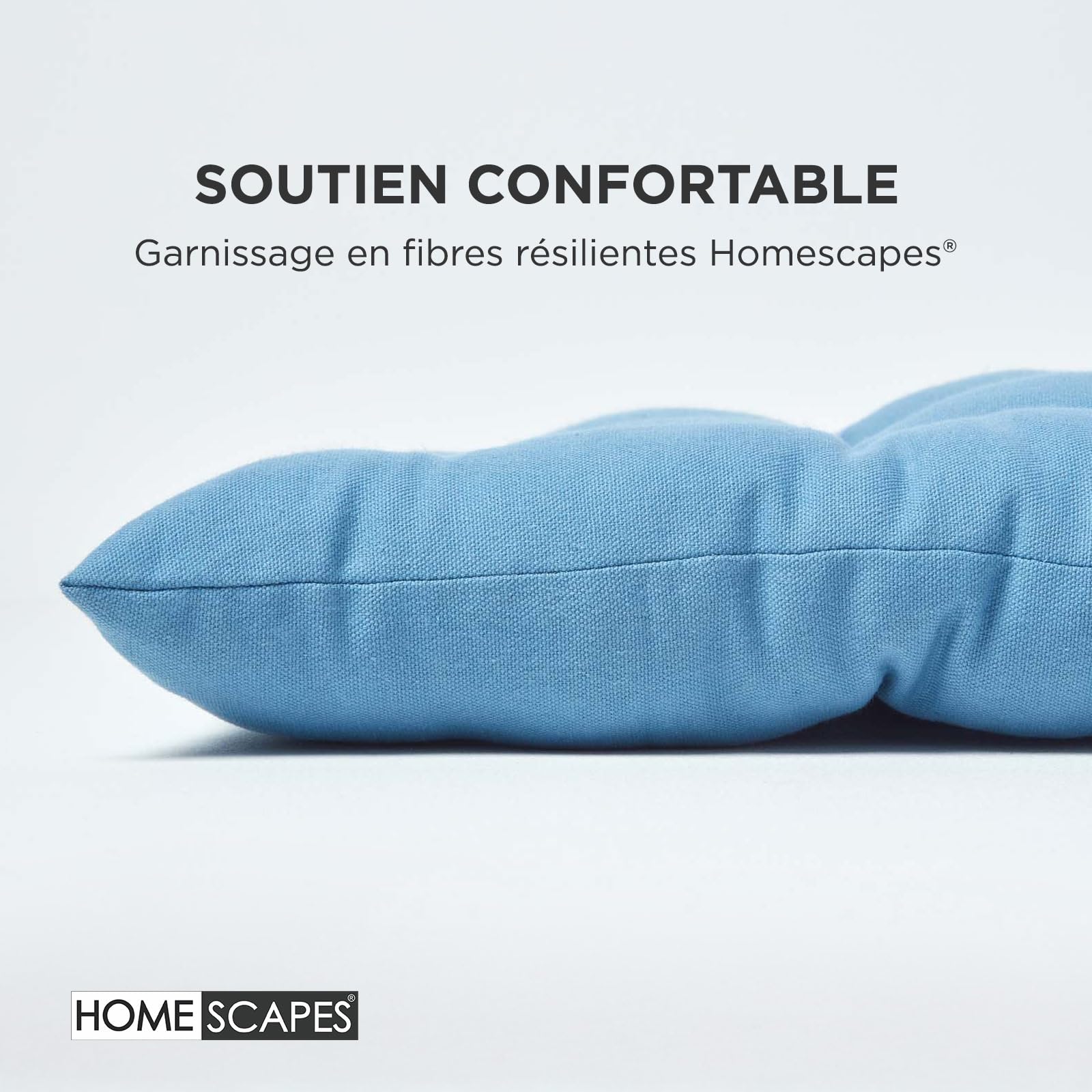 HOMESCAPES Coussin pour Banc de Jardin, Matelas de Sol, Coussin pour Banquette extérieure 3 Places, Coton - 143 x 48 x 5 cm - Bleu foncé