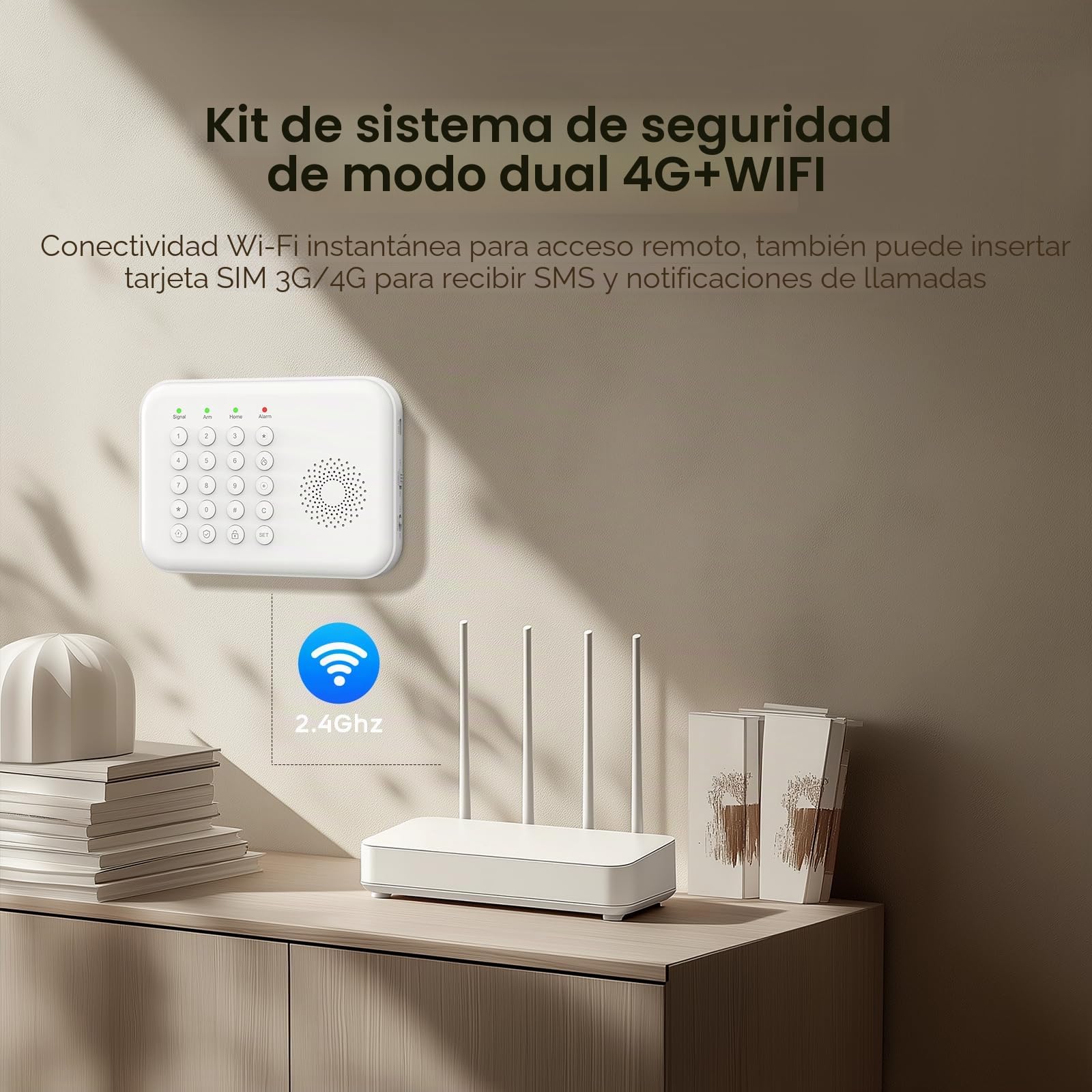 Sistema de Seguridad inalámbrico para el hogar, Sistema de Alarma 4G/WiFi con Teclado, Ampliable (hazlo tú Mismo) con sensores de Puerta y Movimiento, alertas de la App Tuya, sin Contrato (9 PCS)