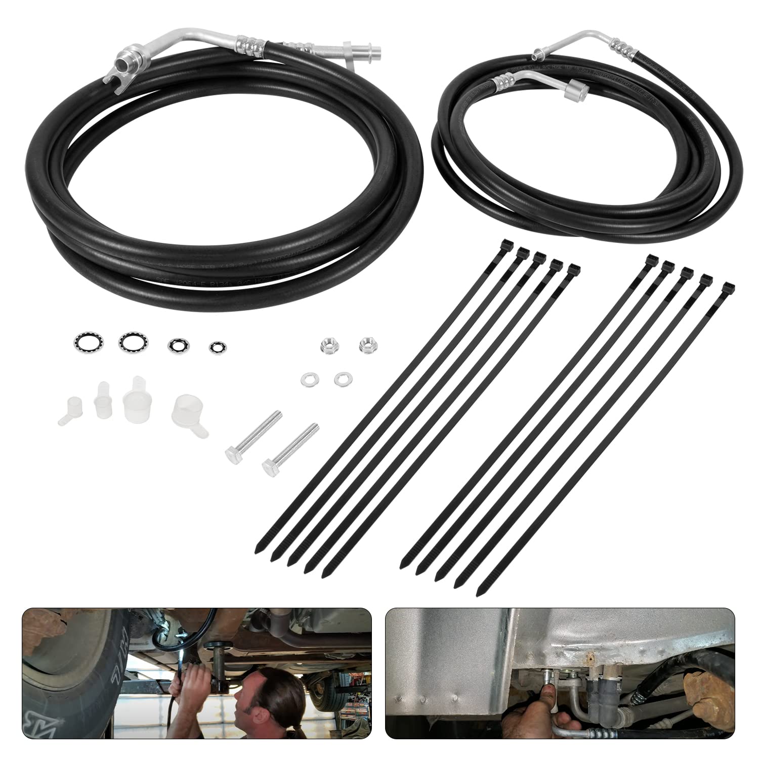 YTE33439 Rear AC Line Set, Durable High-Pressure Air Conditioning House Replacement for 2007-2014 Chevy Tahoe, Yukon, Escalade Short Wheelbase SUV, Rear Auxiliary AC Hose Kit with Nylon Cable Ties