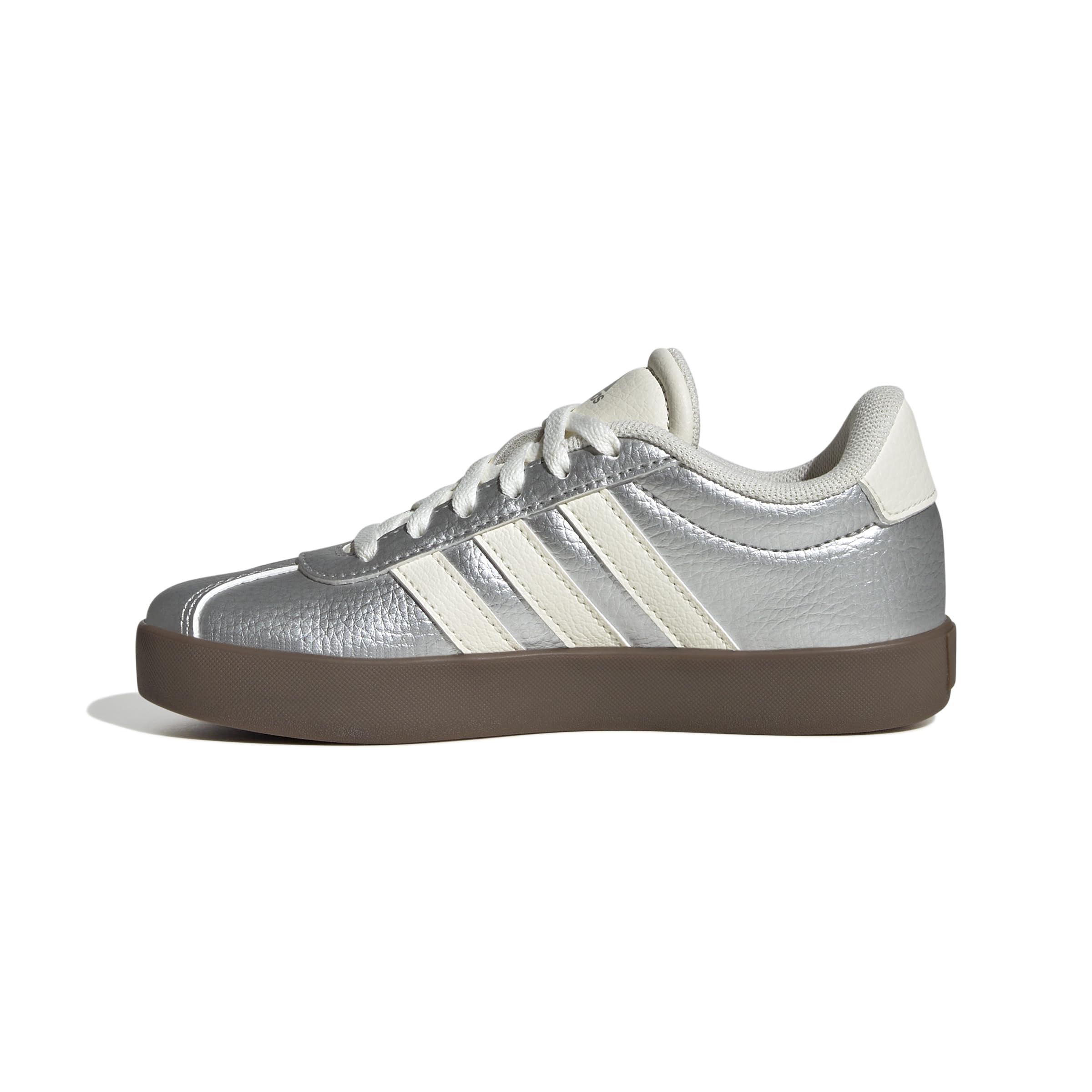 Adidas Unisex-Kinder Vl Court 3.0 Schuhe, Radiergummi in Metallic-Silber, gebrochenes Weiß, 11.5 UK Child