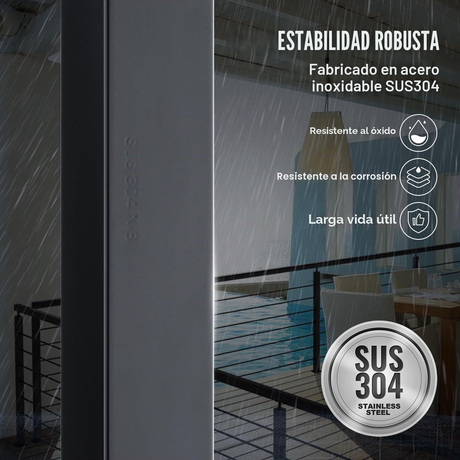 VEVOR Poste de Barandilla 106,7x5x5 cm Barandilla para Escalones con Accesorios de Montaje Columna del Pasamano de Acero Inoxidable con Soporte de Montaje para Terraza Jardín interior/Exterior, Negro