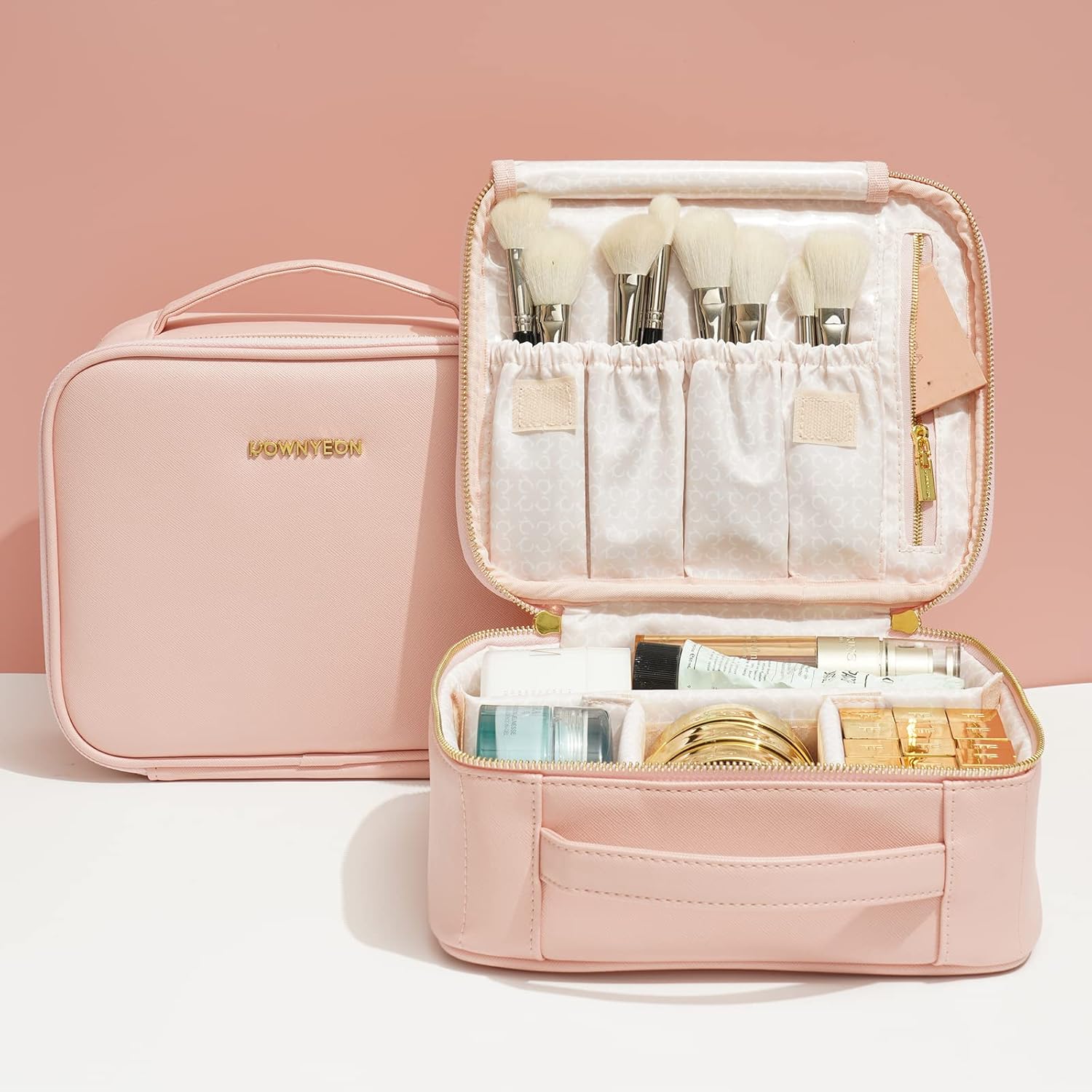 Amazon.co.jp Rownyeon Makeup Pouch, Large Capacity, Makeup Pouch, Cosmetic Pouch, Can Hold a