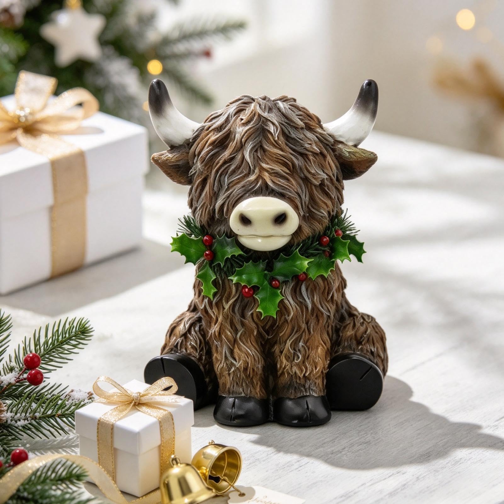 Genérico Estatua De Navidad Figura Resina Animal Navidad Escritorio