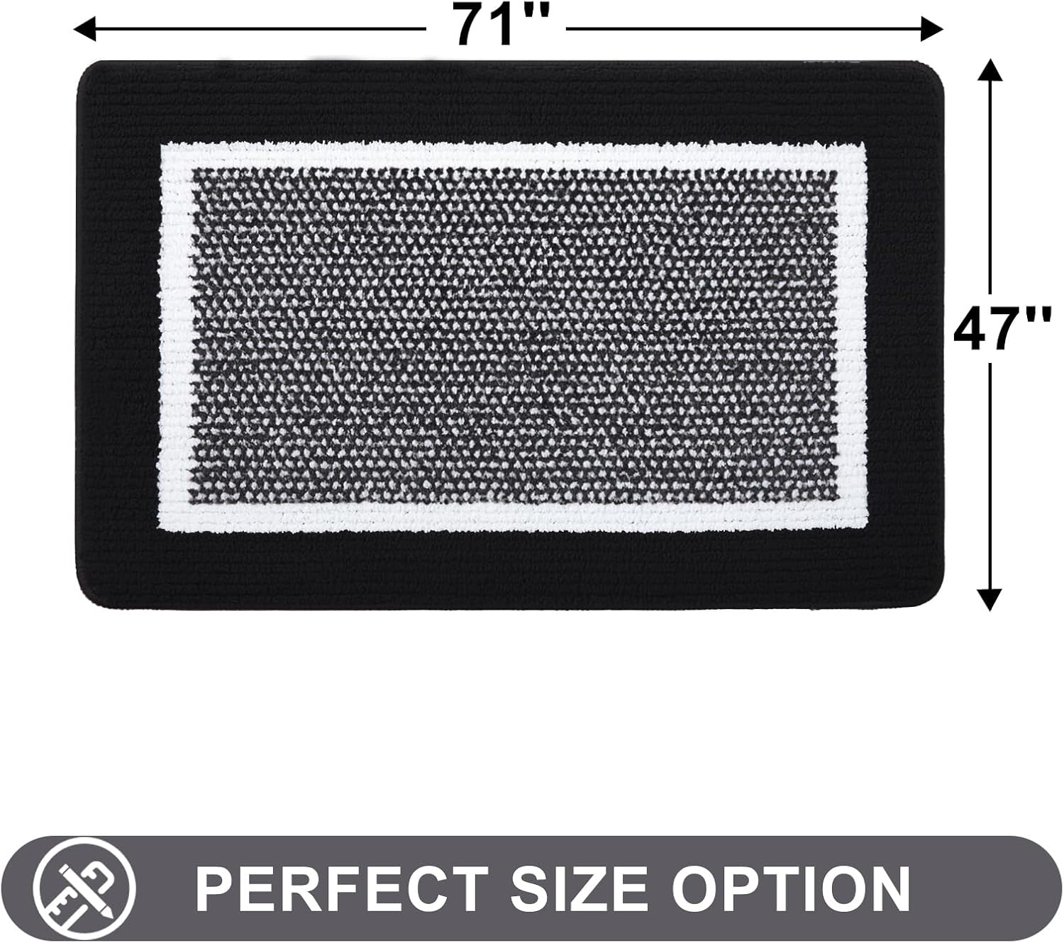 Colorxy Indoor Door Mat, Non-Slip Absorbent Resist Dirt Entrance Mat, Sturdy Low-Profile Inside Floor Carpet Mats, Washable Front Entry Doormats for Entryway, 71''x47'', Black