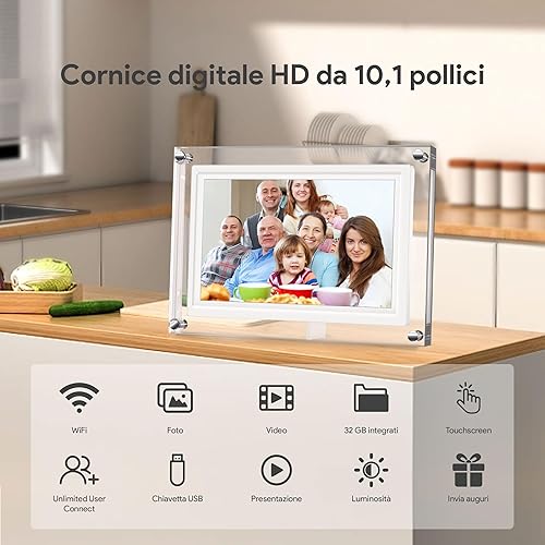 Miniatura 4 de Amaboo Marco de fotos digital de 7 pulgadas, pantalla IPS HD de 1024 x 600 pulgadas, marco de fotos digital con control remoto, requiere tarjeta USB