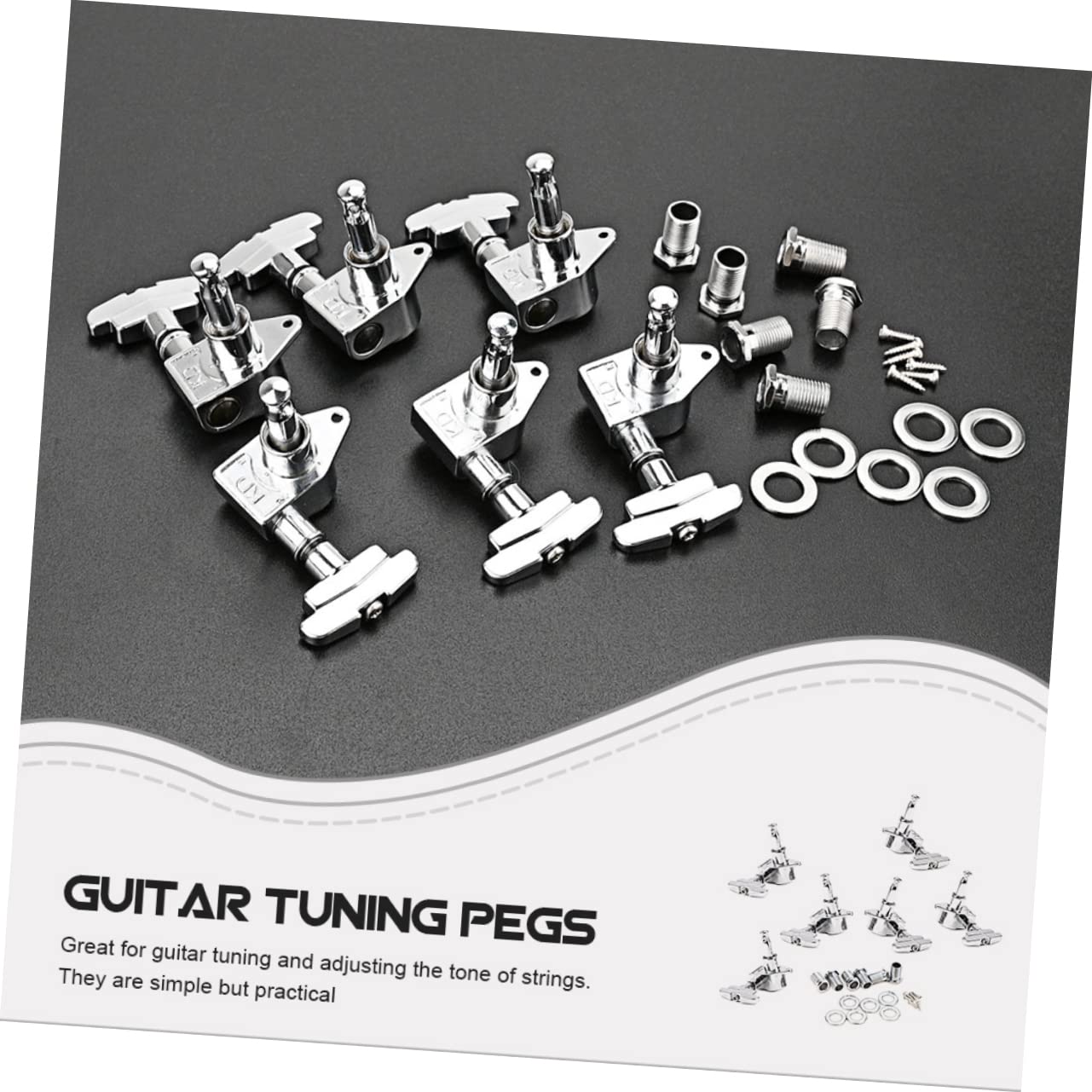 Clavijeros Para Guitarra Acústica - 3+3, Metal Cromado, Botón Cuadrado, Afinación Precisa