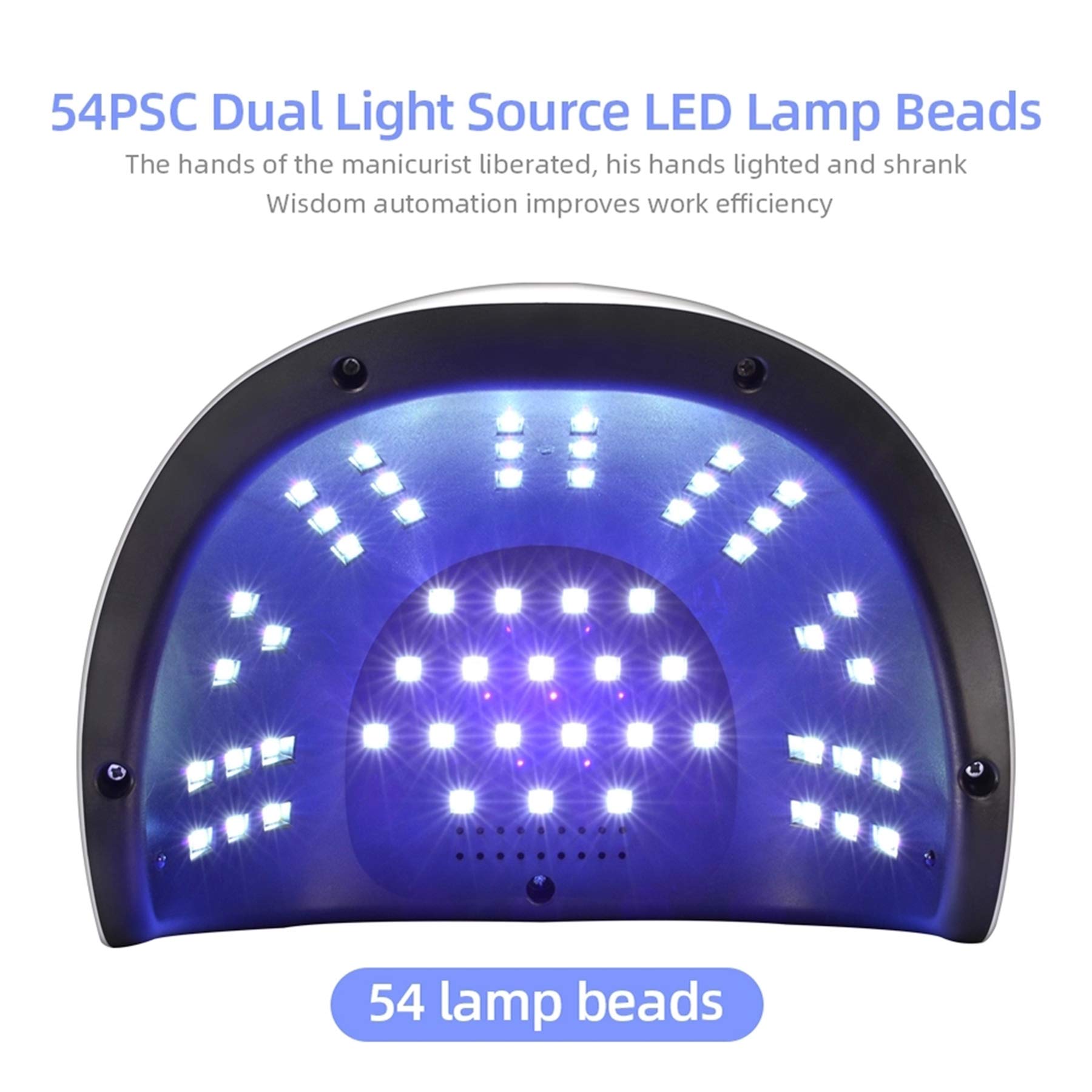 Secador de uñas de Gel UV LED - 120W 54 Piezas Cuenta de luz Dos Manos o Dos pies Lámpara de uñas de curado rápido Modo de Calor bajo y con 4 temporizadores para salón de curado de Esmalte de Gel y