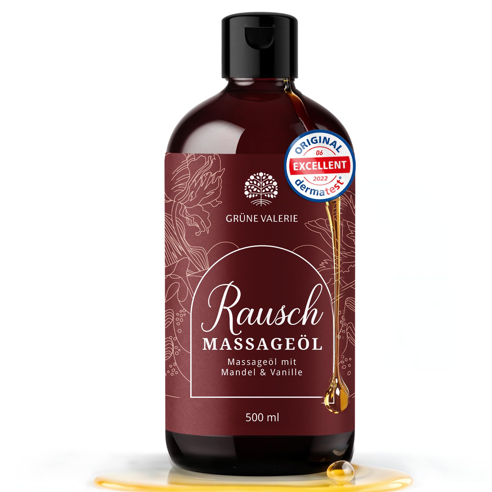 GRÜNE VALERIE® Harmonie Secreat Entspannungsöl XXL 500 ML - mit zarter Mandel & Vanille - Wohlfühlöl - Exklusiv und Edel - Qualitätsöl aus Italien