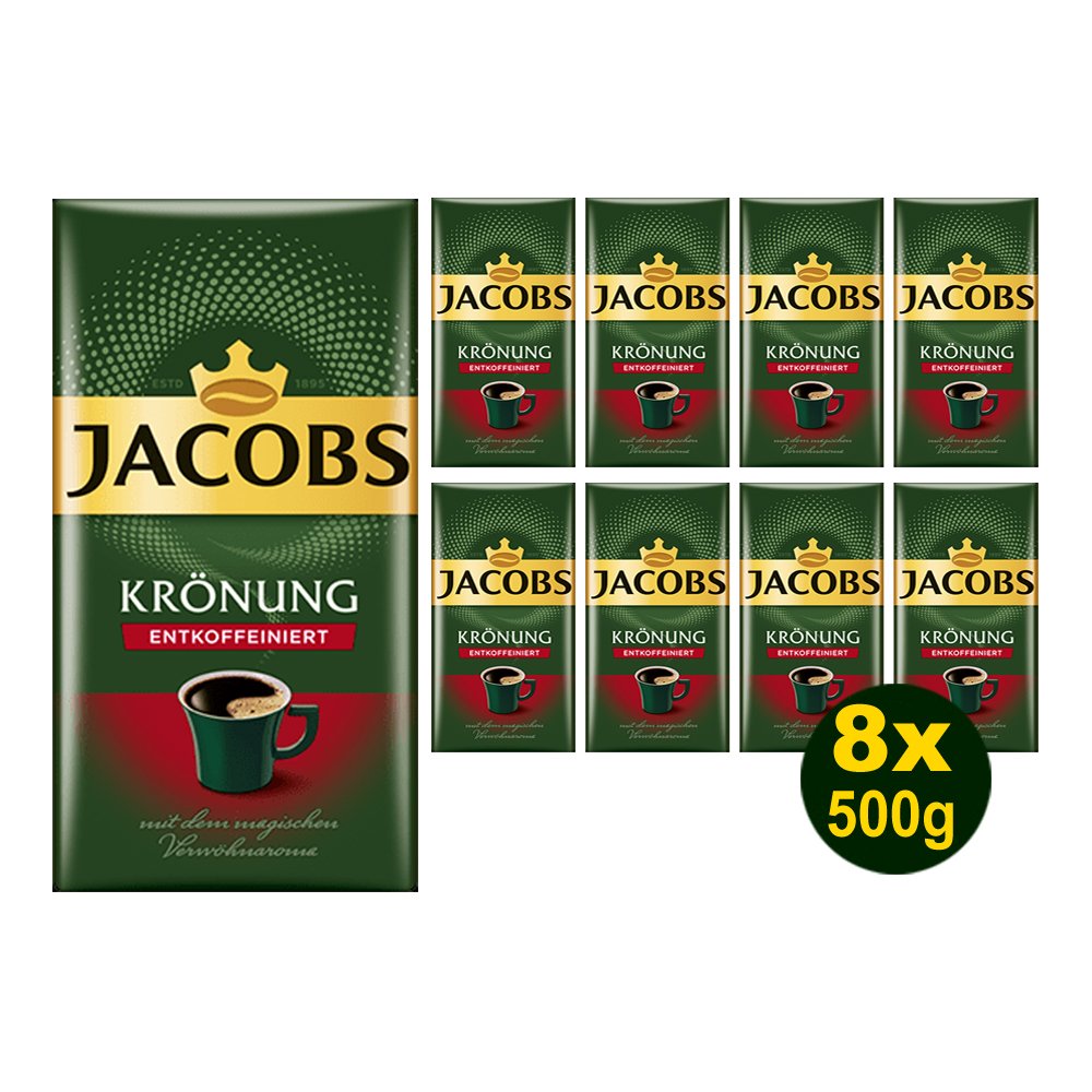 Jacobs KRÖNUNG gemahlen ENTKOFFEINIERT 8x 500g (4000g) - Jacob's Filterkaffee, Kaffee