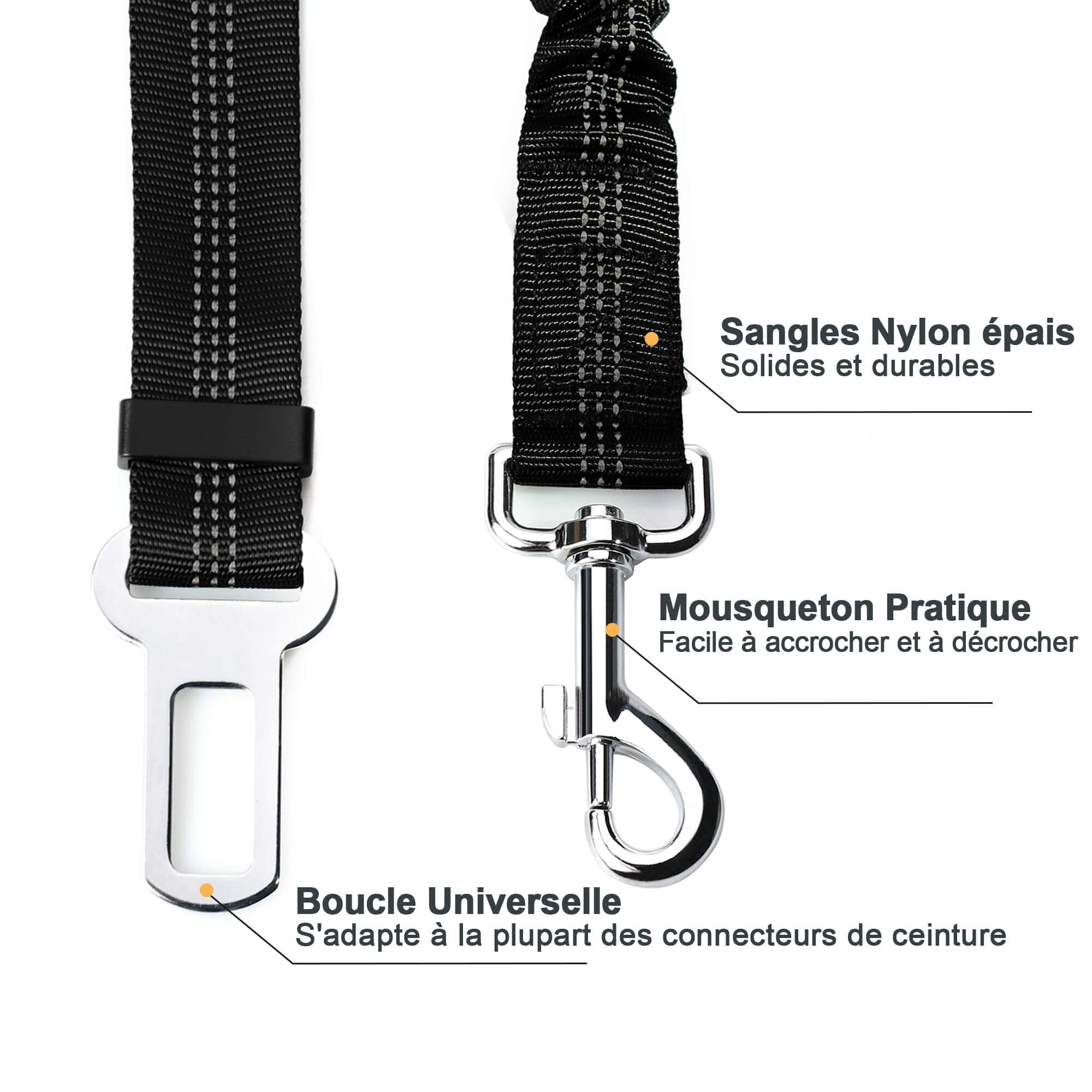 Toozey Sangle de sécurité pour Chien avec système d'absorption des Chocs et Mousqueton Solide réglable pour Chien et Chat