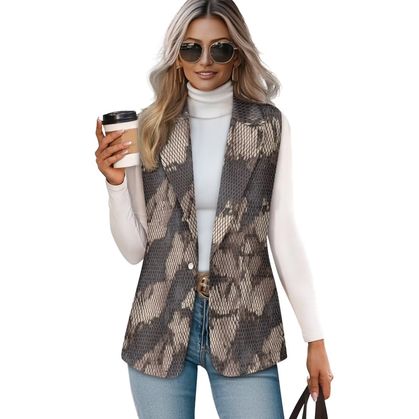 Womens Blazers Suit Jackets Fall Winter Long Outerwear Vest for Women Sleeveless Blazer Jackets