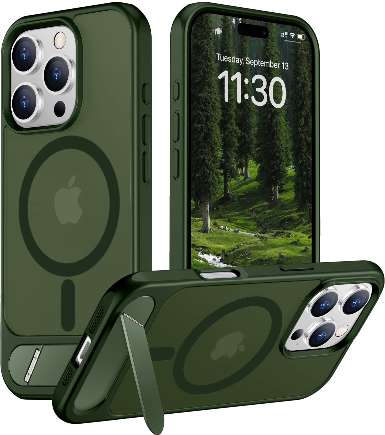 Temdan Magnetic Compatible with iPhone 16 Pro Case, [Built-in Invisible Kickstand][Compatible with MagSafe][Military Grade Shockproof] Slim Translucent Matte Phone Case for iPhone 16 Pro 6.3"