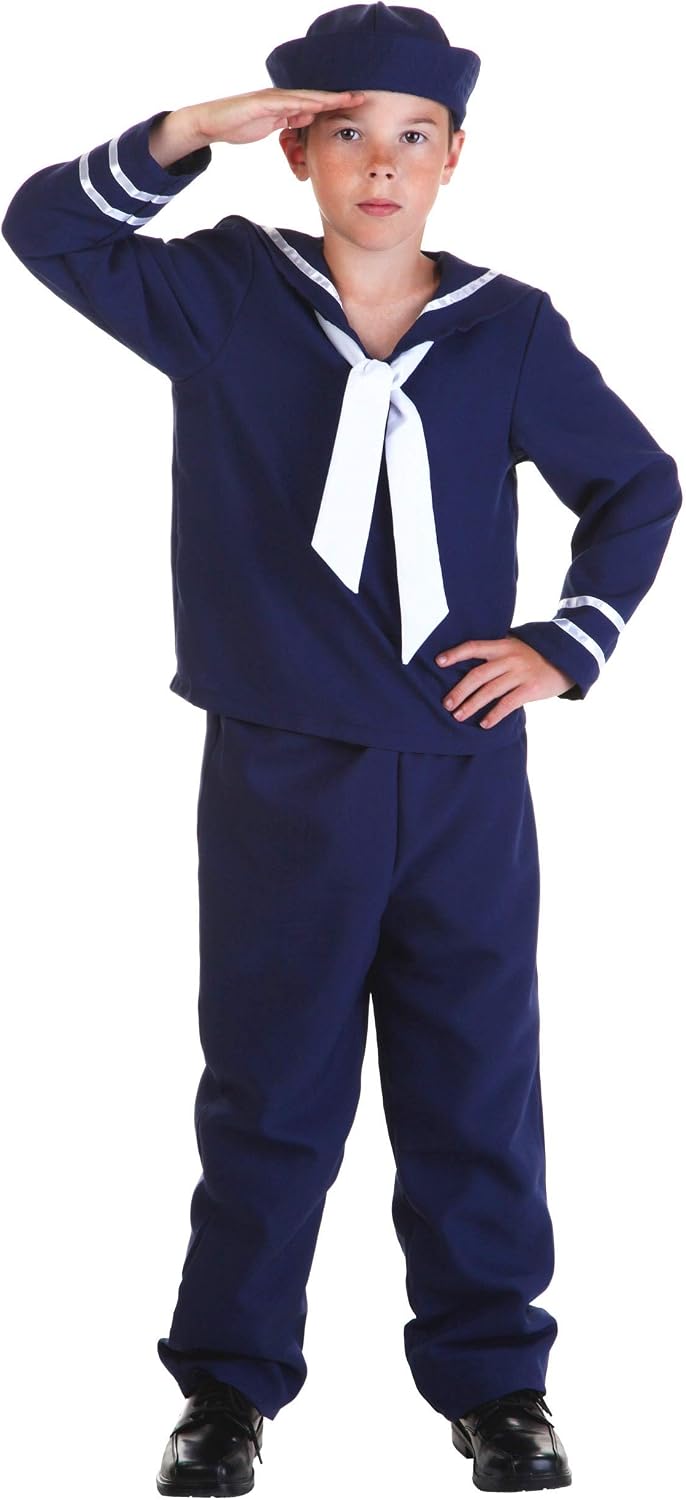 Sailor Costume for Kids - Halloween Uniform Shirt, Pants, Neck Tie, and Hat