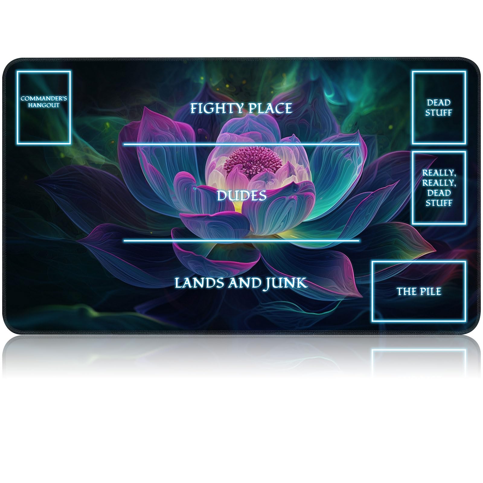 for MTG Game Playmat, for Magic TCG Rubber Play mat,Tabletop Card Playmats with Smooth Surface,Trading Card Inked Game Mat with White Zones,Battle Game,Glowing Lotu
