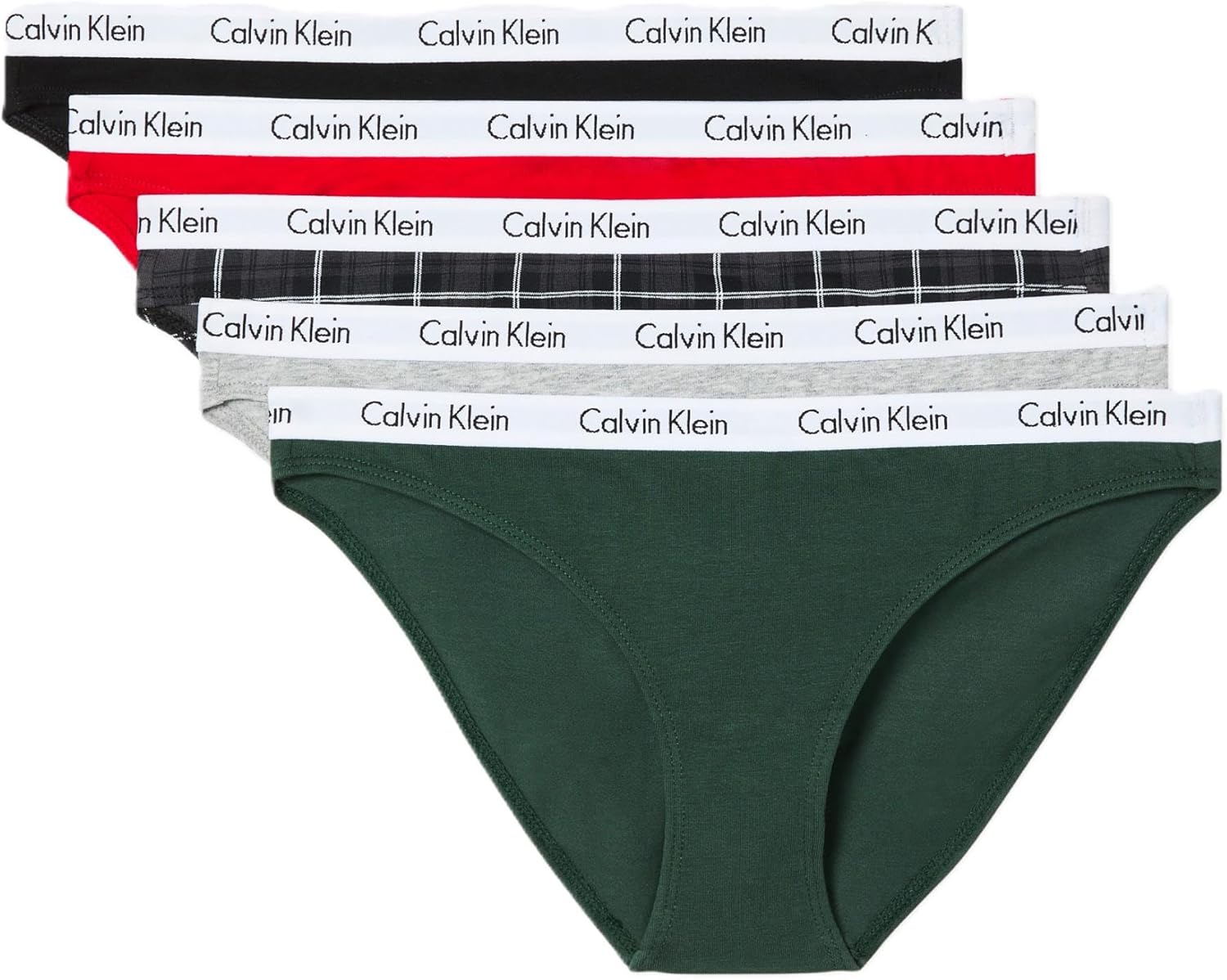 Calvin Klein womens Carousel Logo Cotton Stretch Bikini Panties, 5 Pack