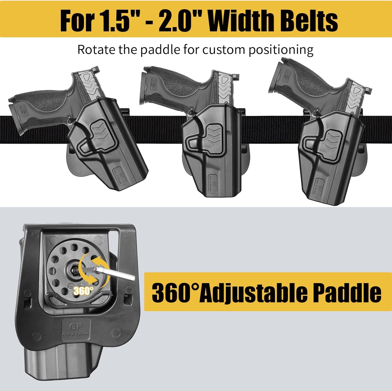 OWB Paddle Holster - Fits S&W SD9 VE/ SD40 VE & M&P 9 MM/ 40 M2.0 3.6"/ 4.0" Compact/ 4.25" Full Size, Outside Waistband Carry Holster, Angle adj-1.5"-1.75"-2.0” Belt Adjustable, Right Hand