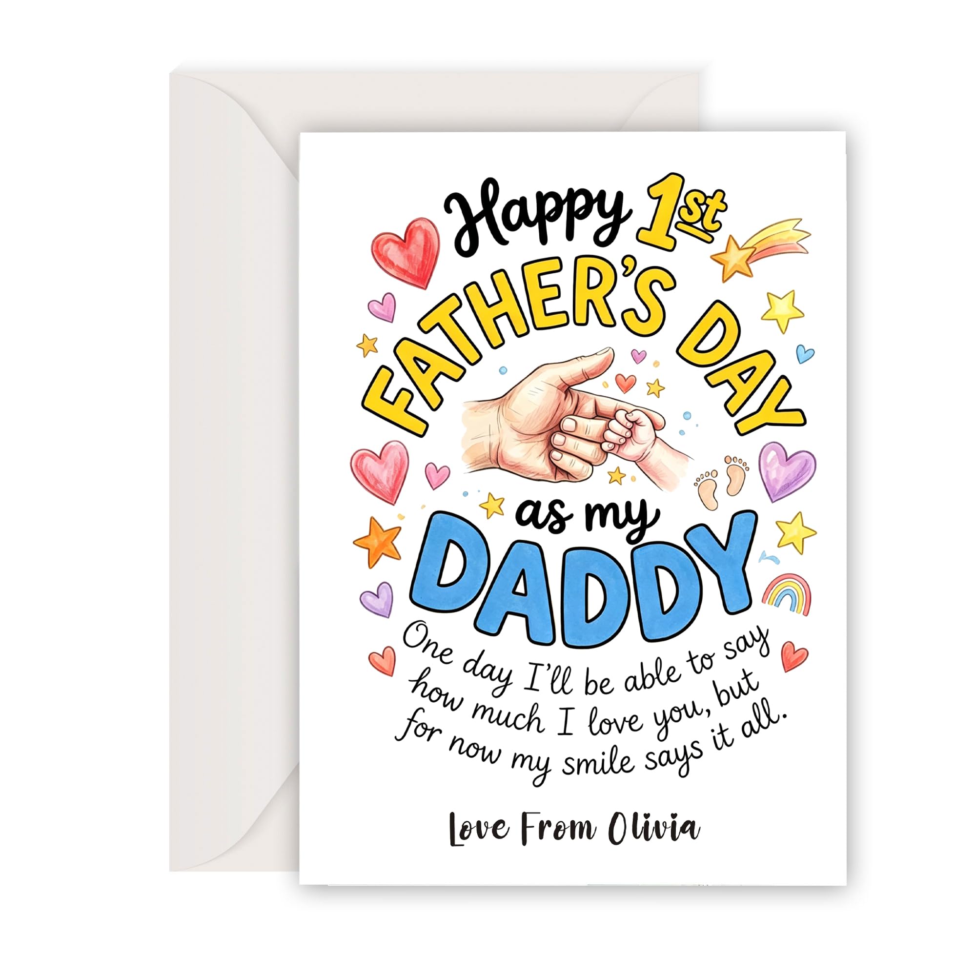 EDSG Personalised Fathers Day Card Gifts, Father's Day Dad Card Gifts from Daughter Son, Personalised Cards Gifts for Daddy Grandpa from Daughter Son, Best Dad Gifts(Design 1)