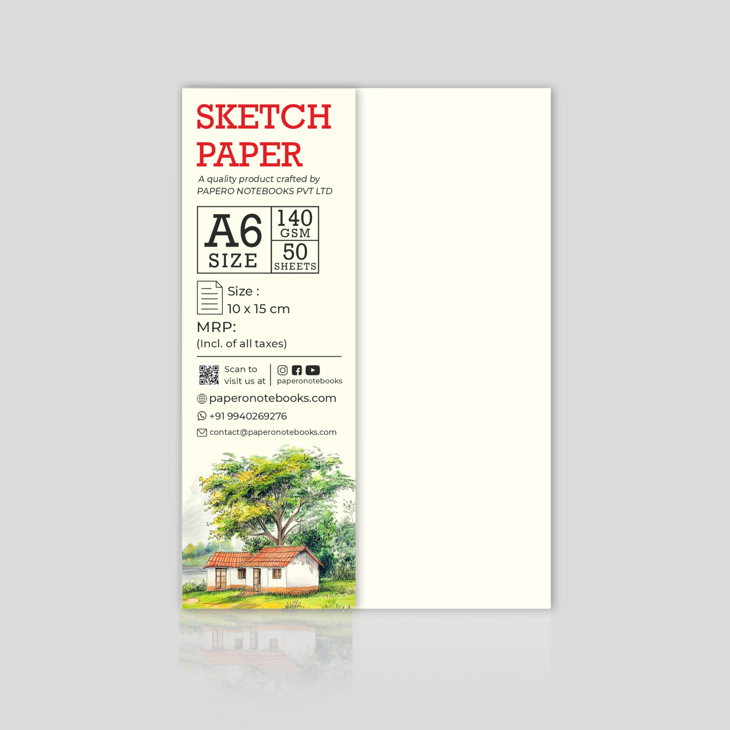 PaperO A6 Loose Leaf Sketch Paper Sheets 140 GSM | 50 Drawing Sheets | 15 x 10 cm Small Size | Thick Paper for Sketching, Doodling & Art | Ideal for Artists & Designers-image-31