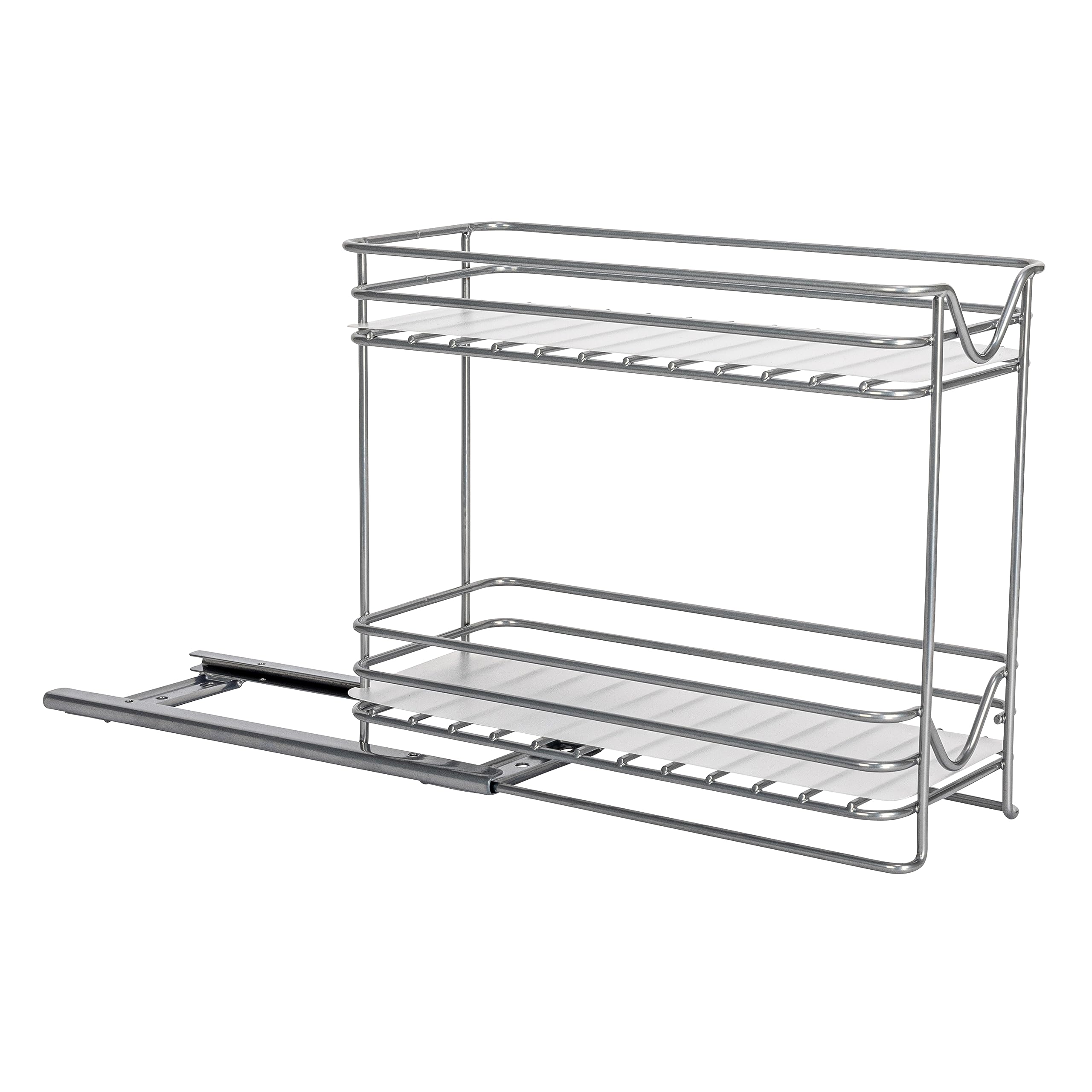 Household Essentials Glidez - Organizador de almacenamiento extraíble de acero con acabado de pintura con forros de plástico para uso en especieros, diseño de 2 niveles, se adapta a armarios o