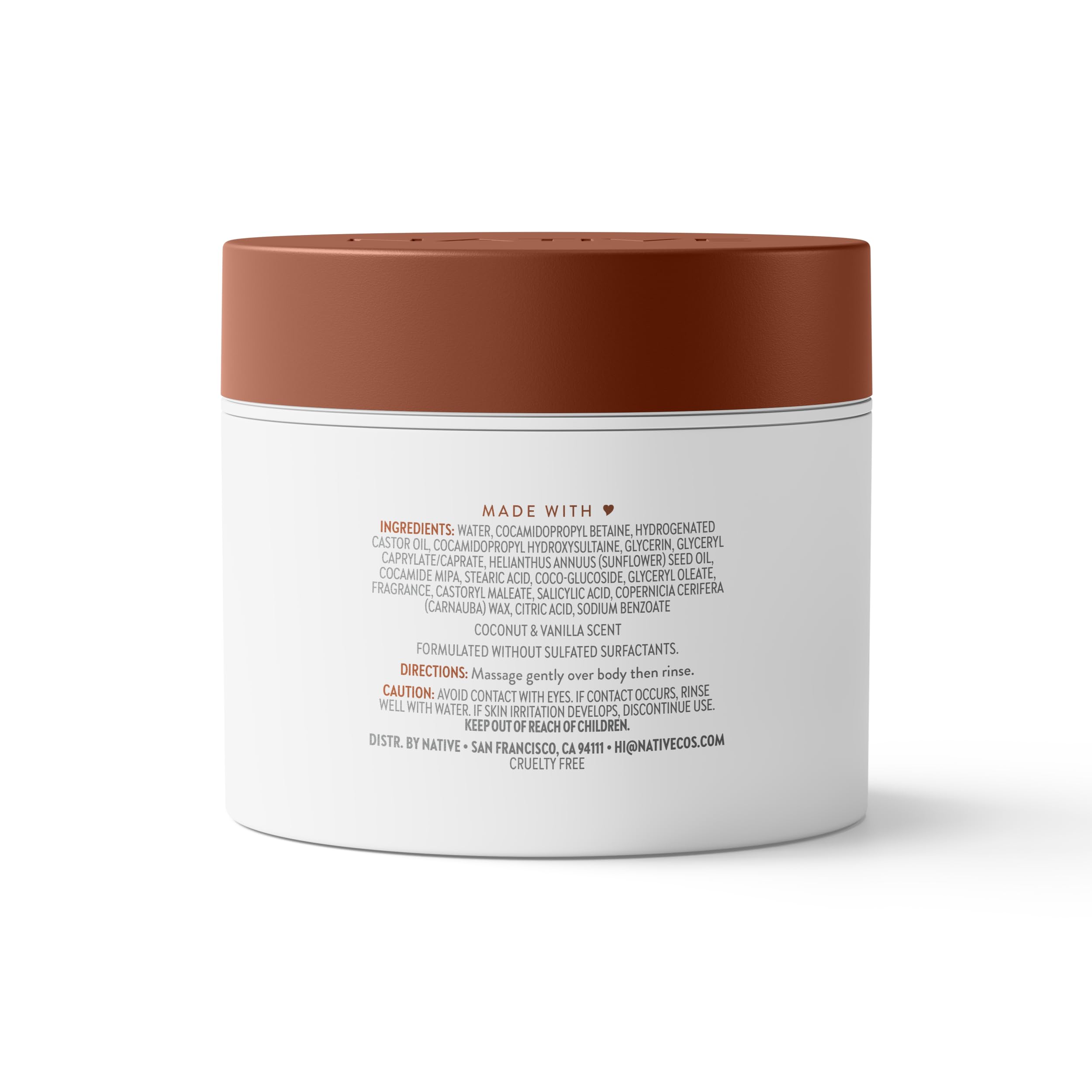 Native Detoxifying & Exfoliating Body Scrub for Women & Men, Coconut & Vanilla, Gentle Sugar Body Polish for Soft, Smooth Skin, Made Without Sulfates, 12 oz