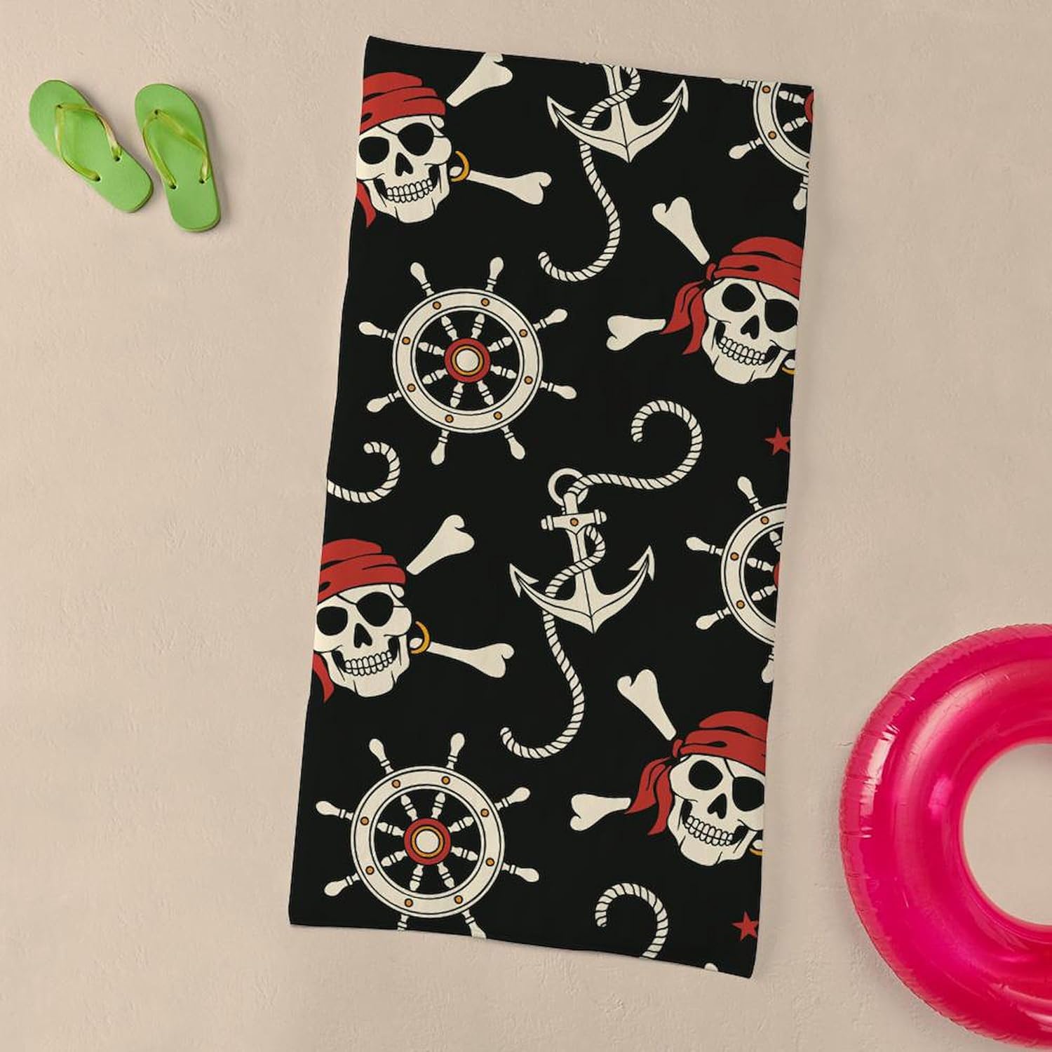 CafePress Pirate Skulls 30"x60" Absorbent Cotton Back, Soft Beach, Pool Towel