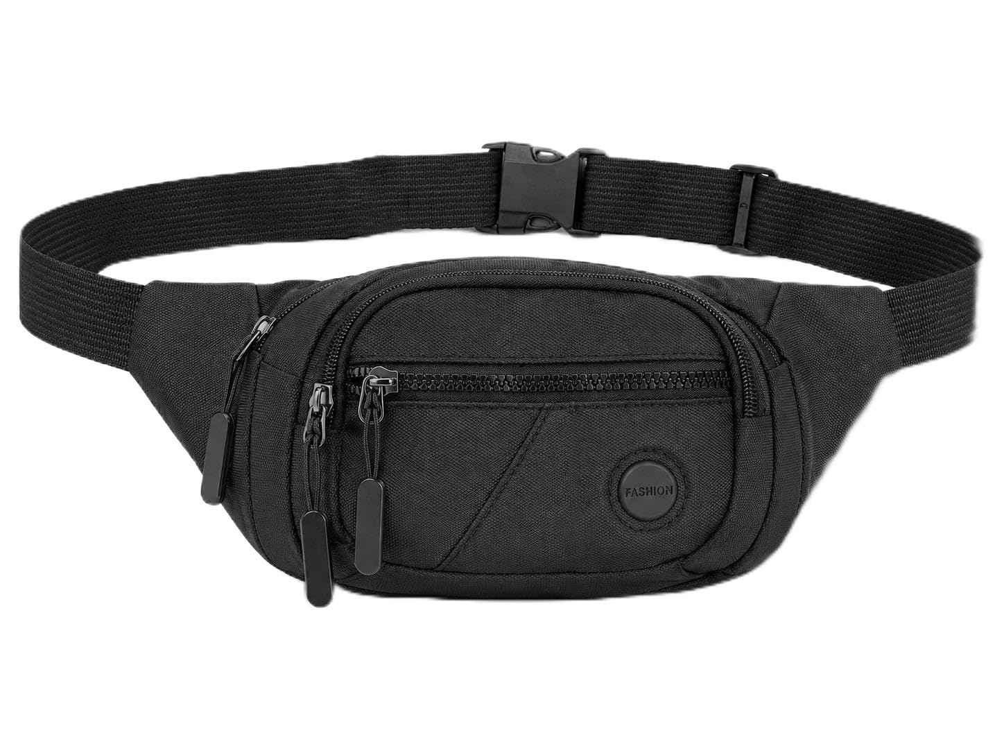 Water Resistant Waist Bag for Men & Women, 3L Fanny Pack with 4 Zipper Pockets, Adjustable Belt Bag, Nylon Travel Sling Pouch for Running, Hiking, Walking, Gym, Trekking & Daily Use, Black-image-35