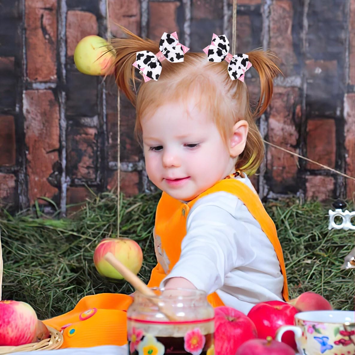 2PCS Cow Print Hair Bow for Girls, Cute Moo Cow Bows with Alligator Clips Hair Accessories for Toddler Infant Children kids (Type C) - Image 7