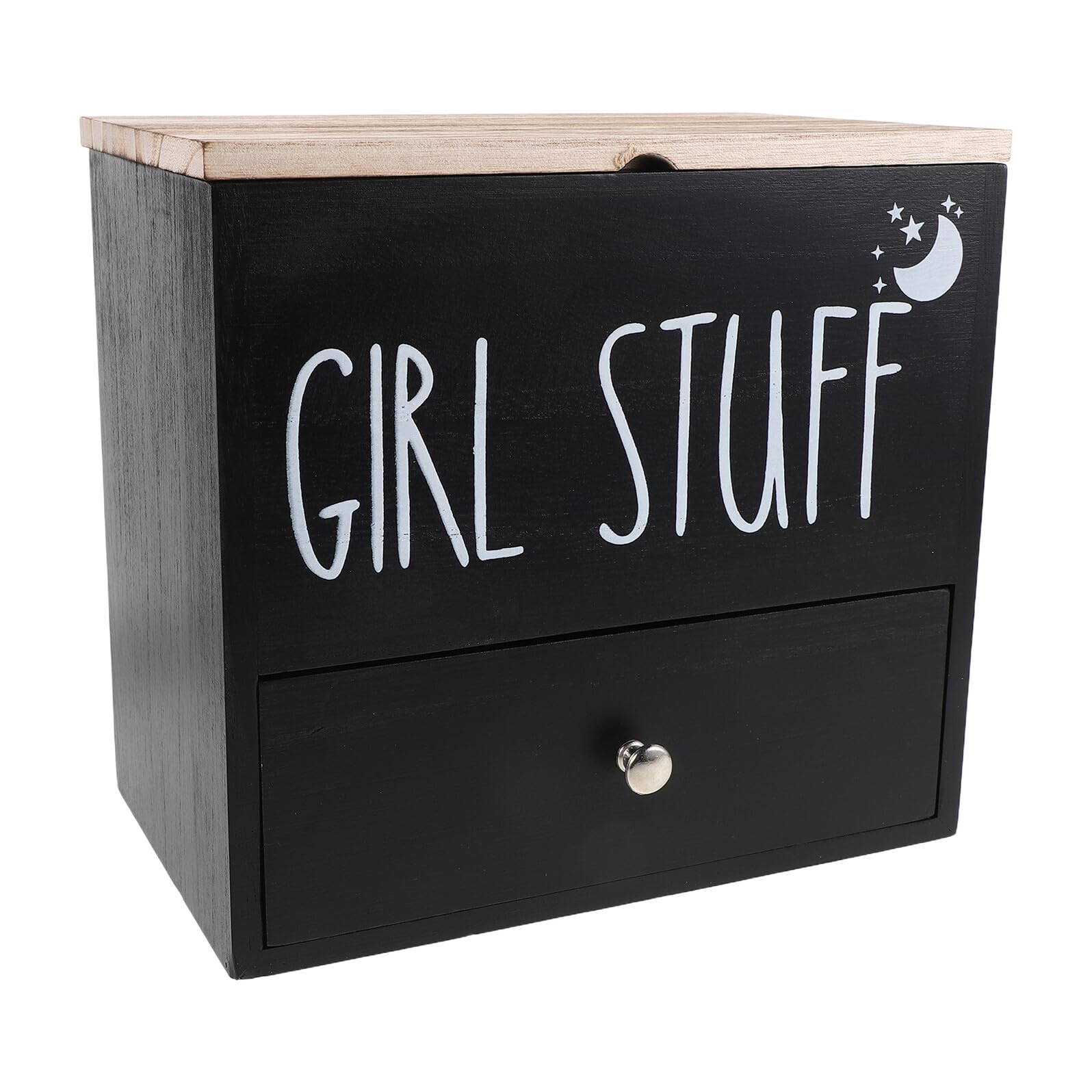 Contenitore Porta Assorbenti Bagno in Legno Nero con Cassetto Organizer Compatto per Prodotti Femminili Scatola Salvaspazio per Igiene Personale