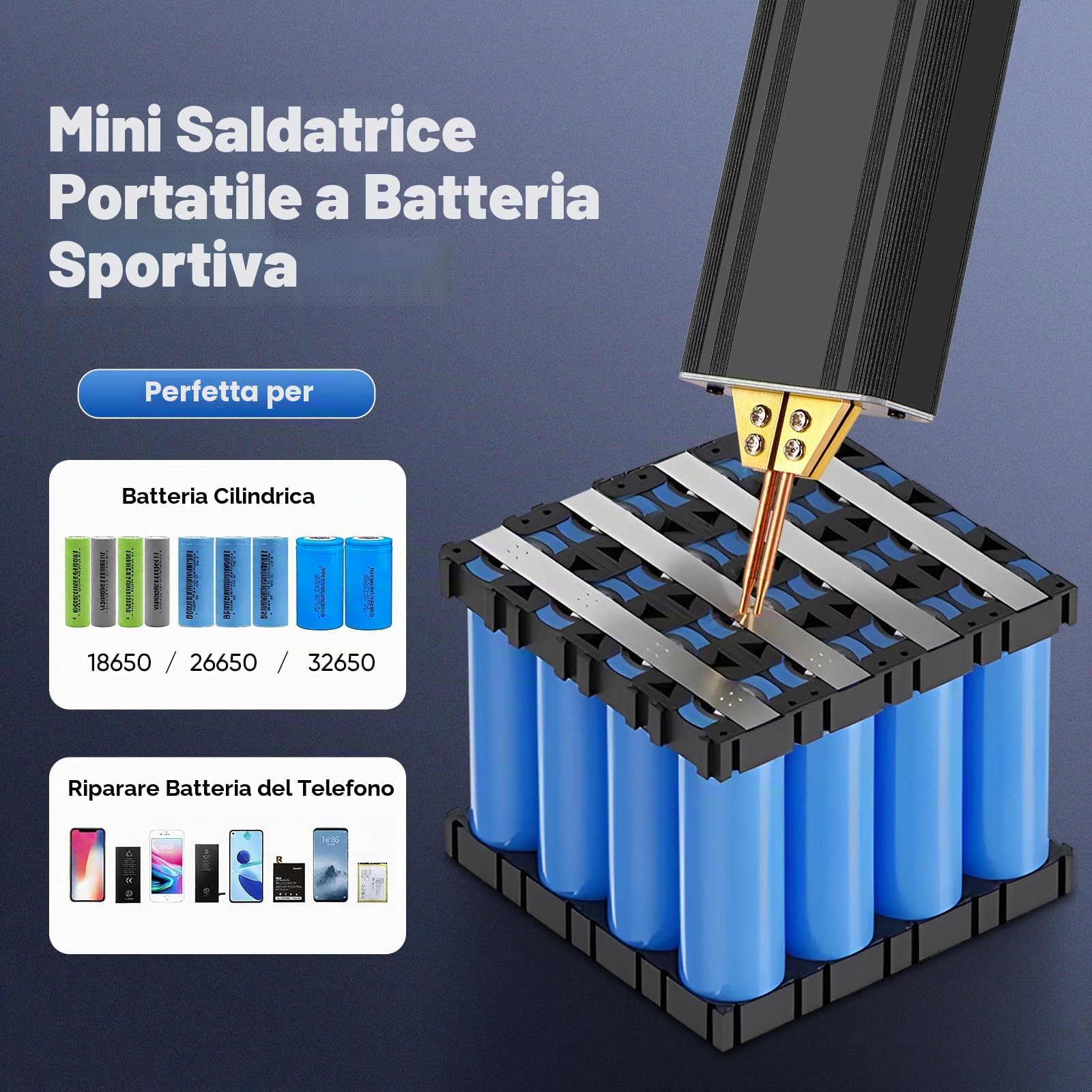 Saldatrice a Punti per Batterie,Mini Saldatore a Punti Portatile 80 Marce, 2 in 1odalità Automatica e Manuale Spot Welder per Lamiere di Nichel 0,1-0,2 mm, Ferro, Acciaio Inossidabile