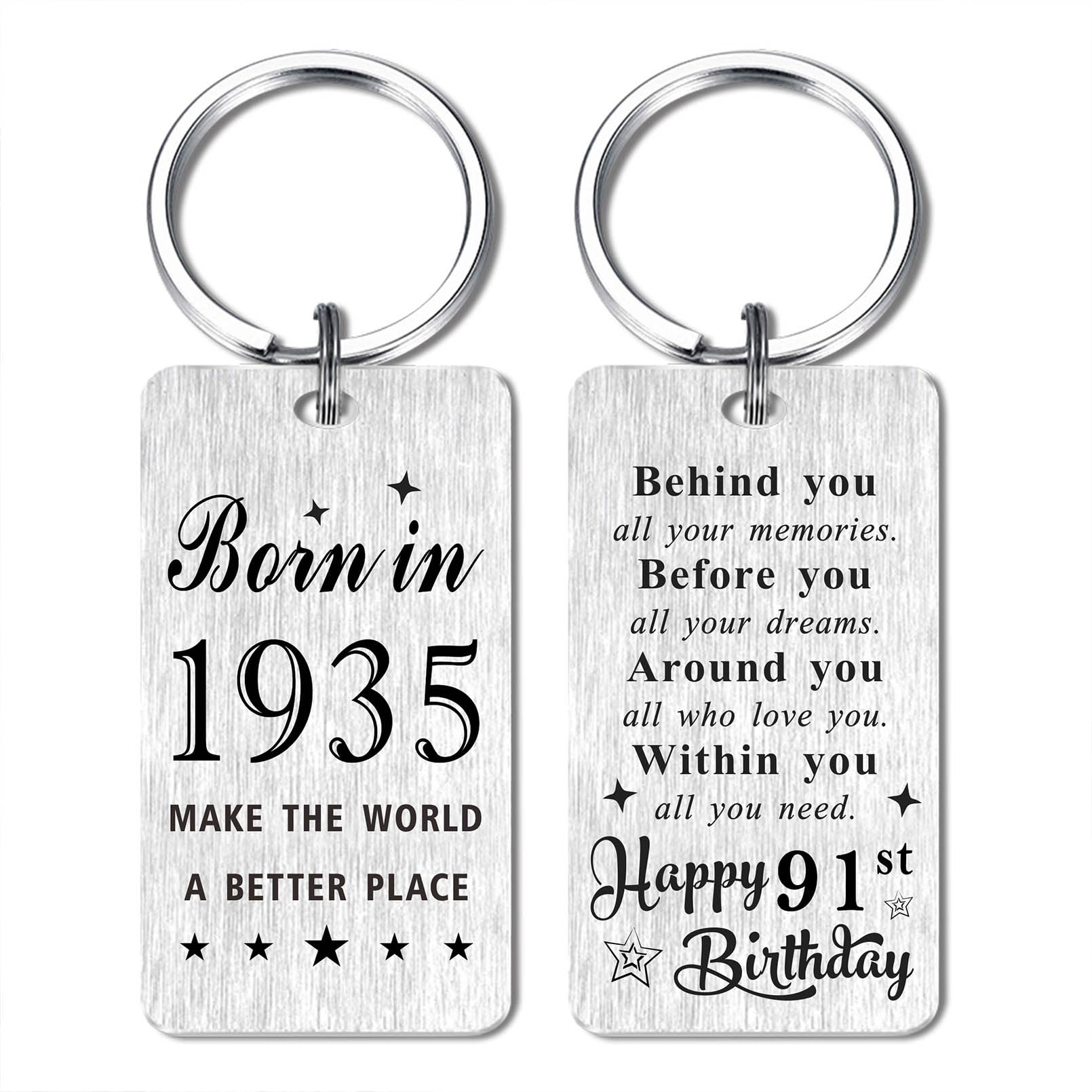 Gezxin Happy Birthday Keychain Gifts for Women Men- Personalized Steel Bday Keychain- Make The World A Better Place