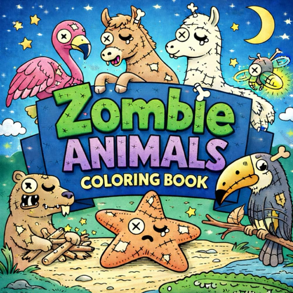 Zombie Animals: A Bold & Easy Coloring Book of Cute Creepy Creatures