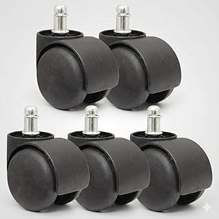 Cloudsit Heavy Duty Pin Type Nylon Office Chair Wheels - Set of 5 Black Casters with 12 Years Warranty 250 kg Load Capacit... Price In India