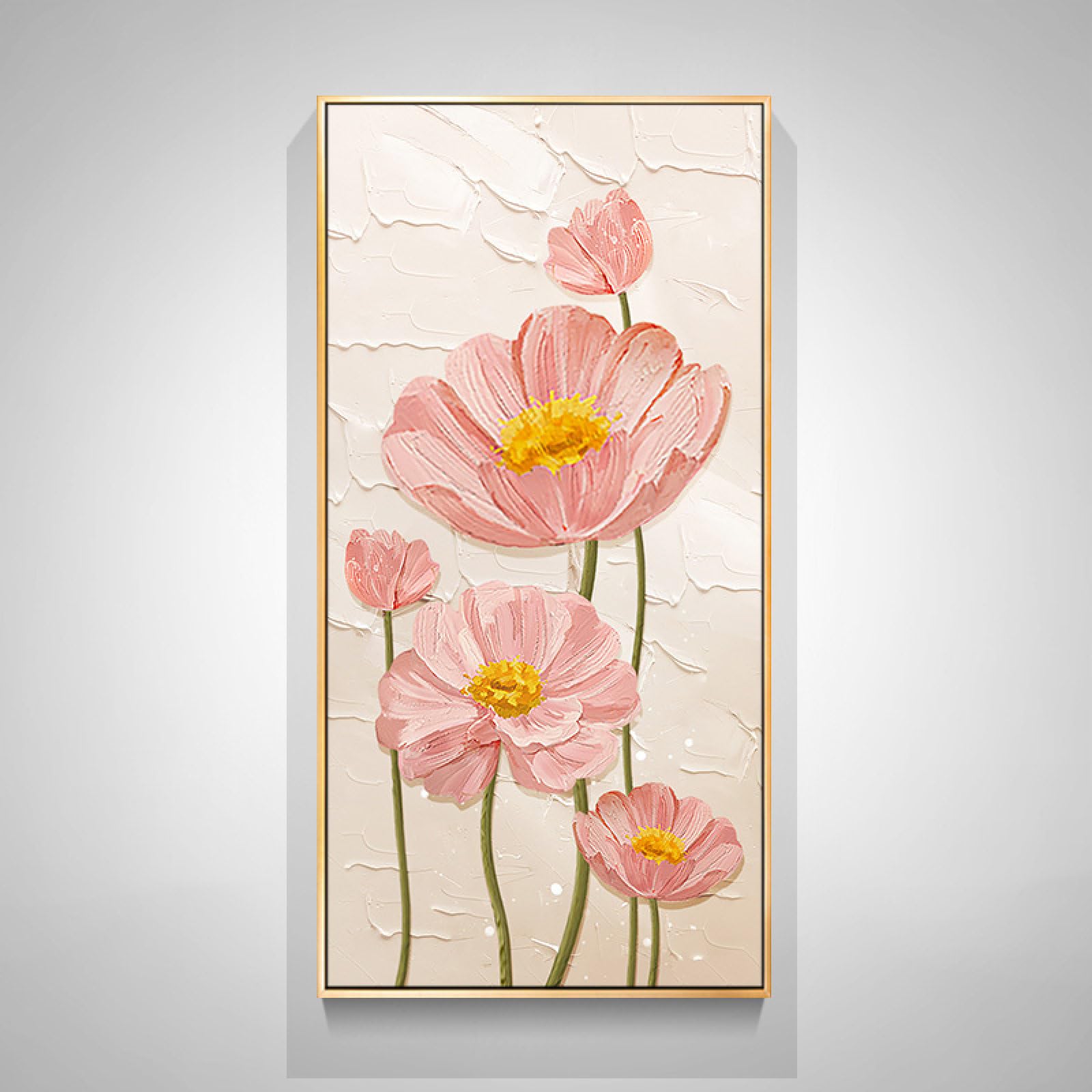 Peinture à l'huile fleurs roses pour décoration de maison et ambiance zen de chambre